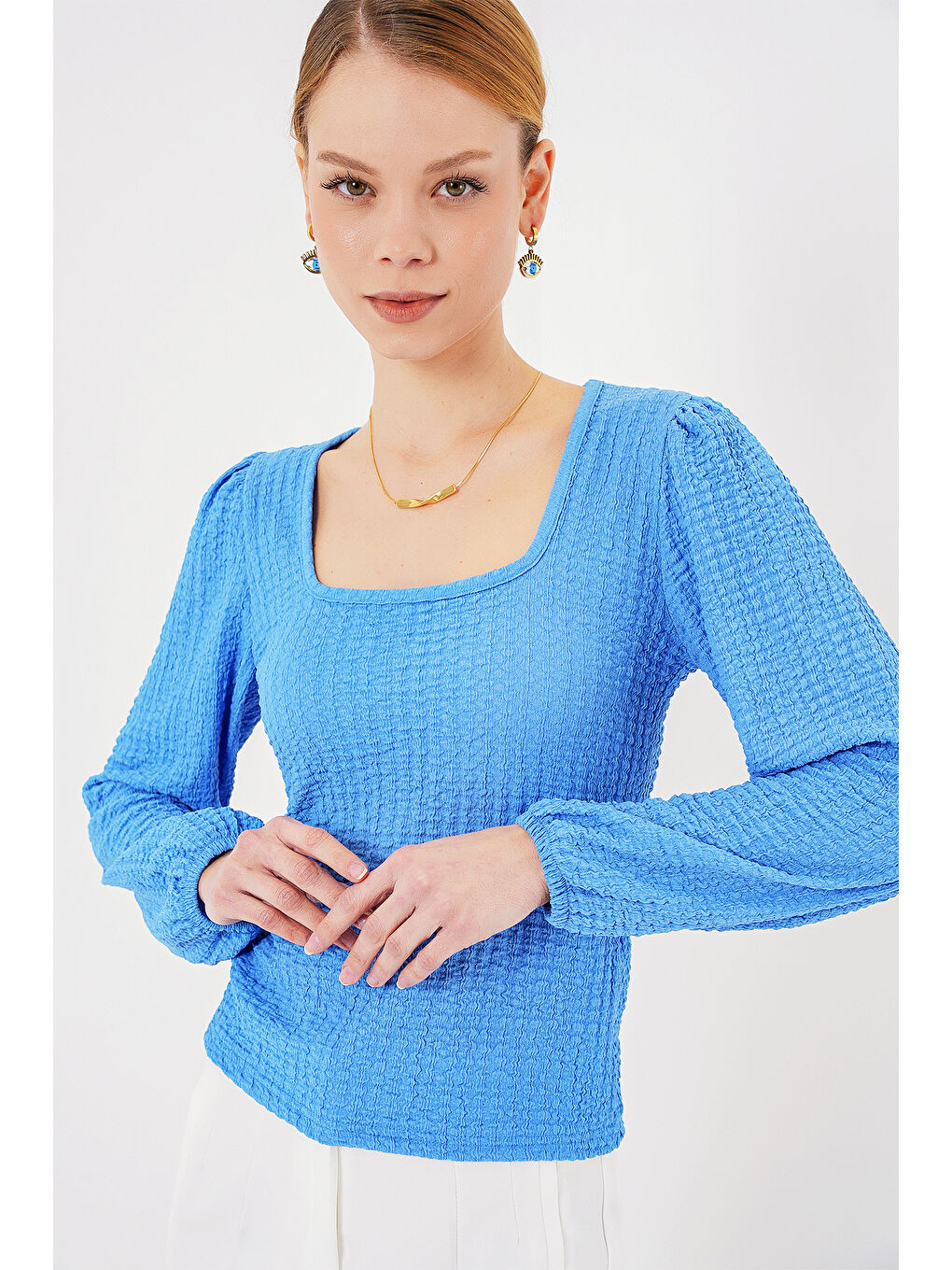 Mavi 0442 Uzun Kollu Bluz - Saks-2