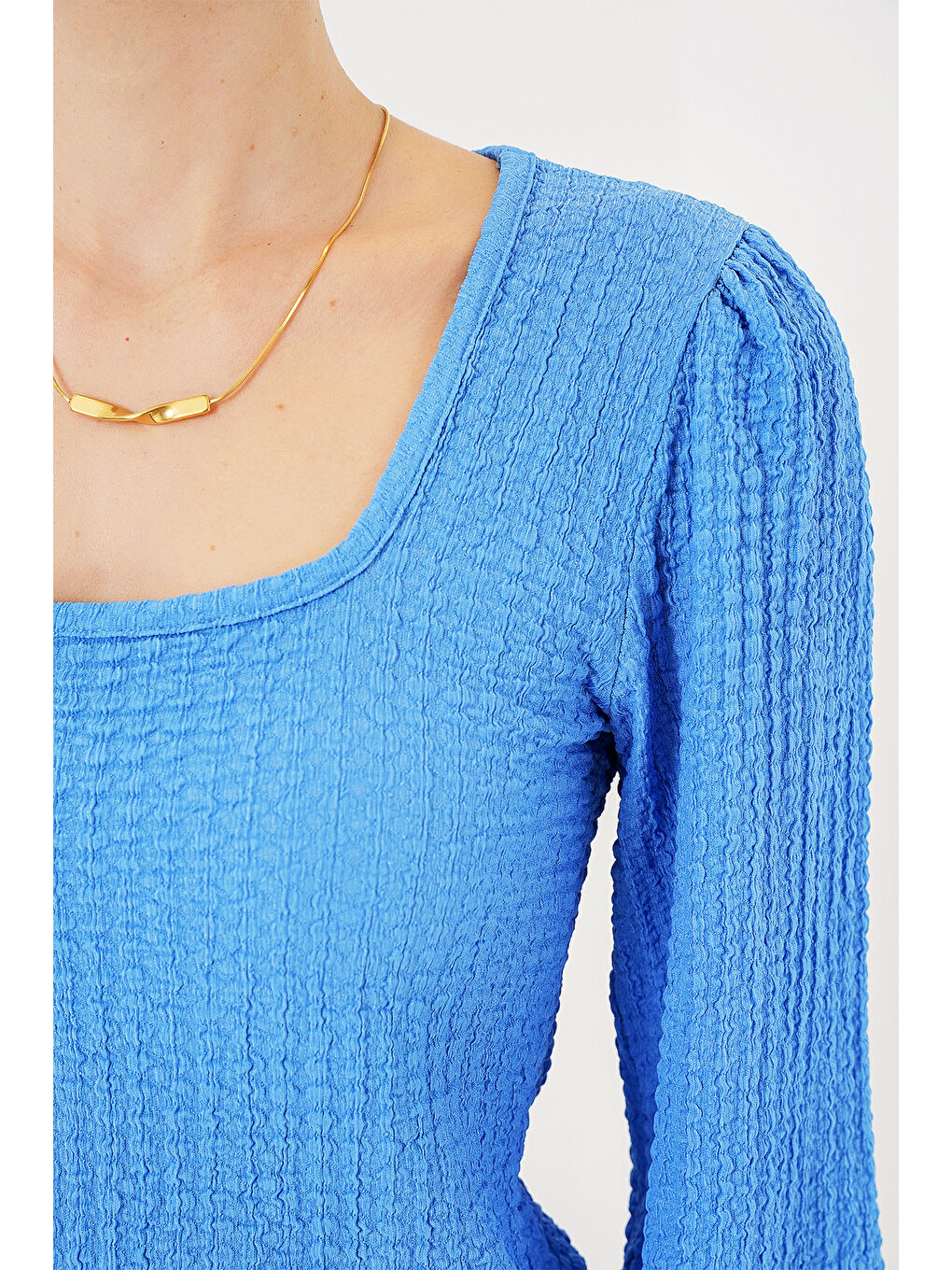 Mavi 0442 Uzun Kollu Bluz - Saks-4