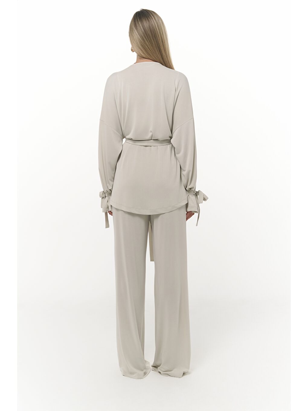 Donna Bej Kimono Pantolon Takım-1