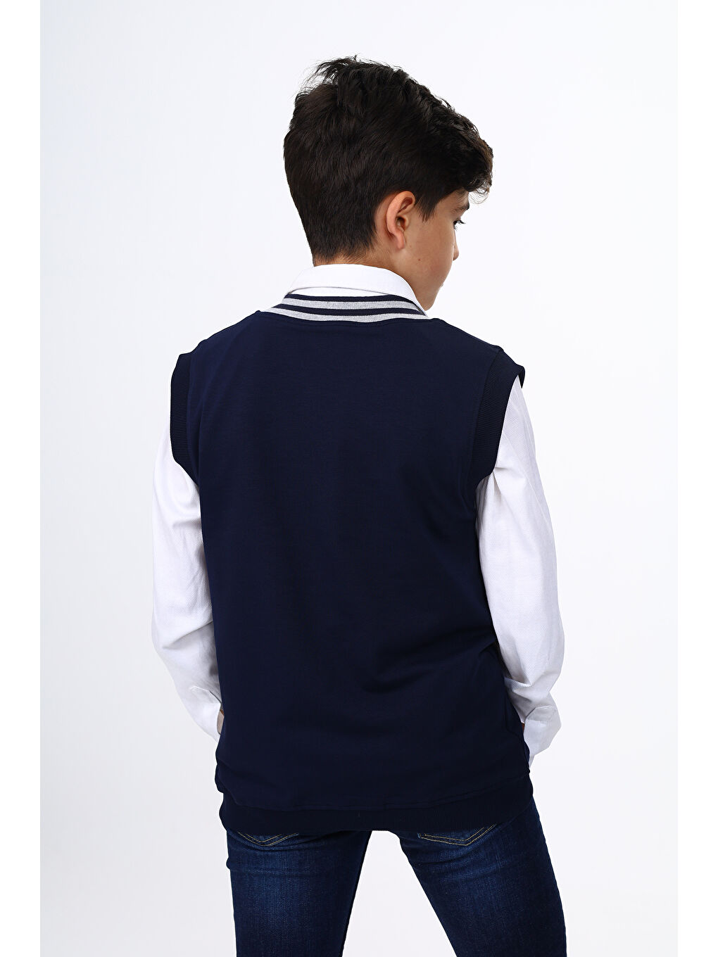 Lacivert Erkek Çocuk Okul Nakışlı Süveter-2