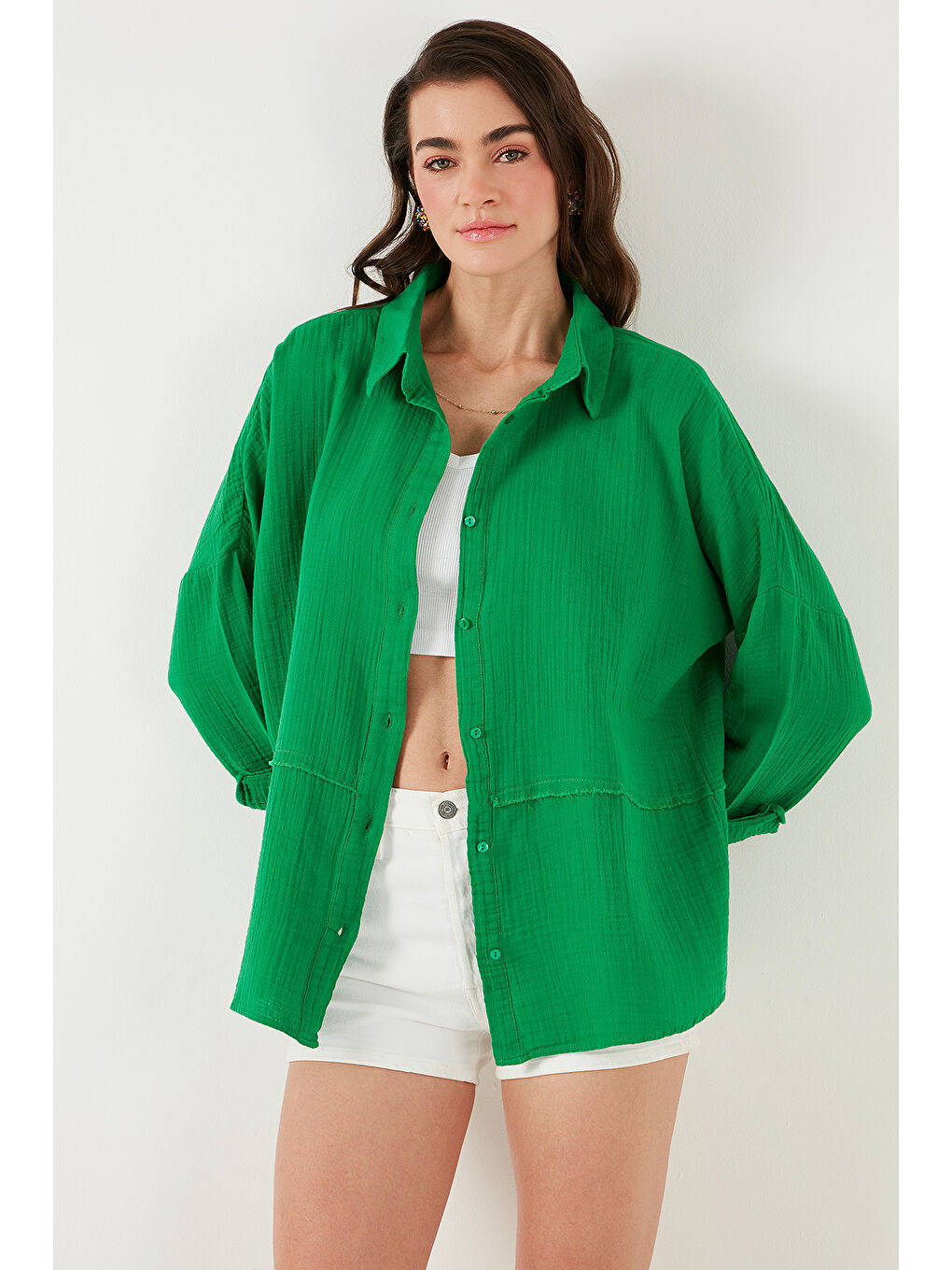 Lela Yeşil Pamuklu Regular Fit Müslin Gömlek Cf25S166905 - 3