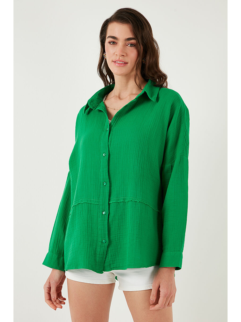 Lela Yeşil Pamuklu Regular Fit Müslin Gömlek Cf25S166905 - 5