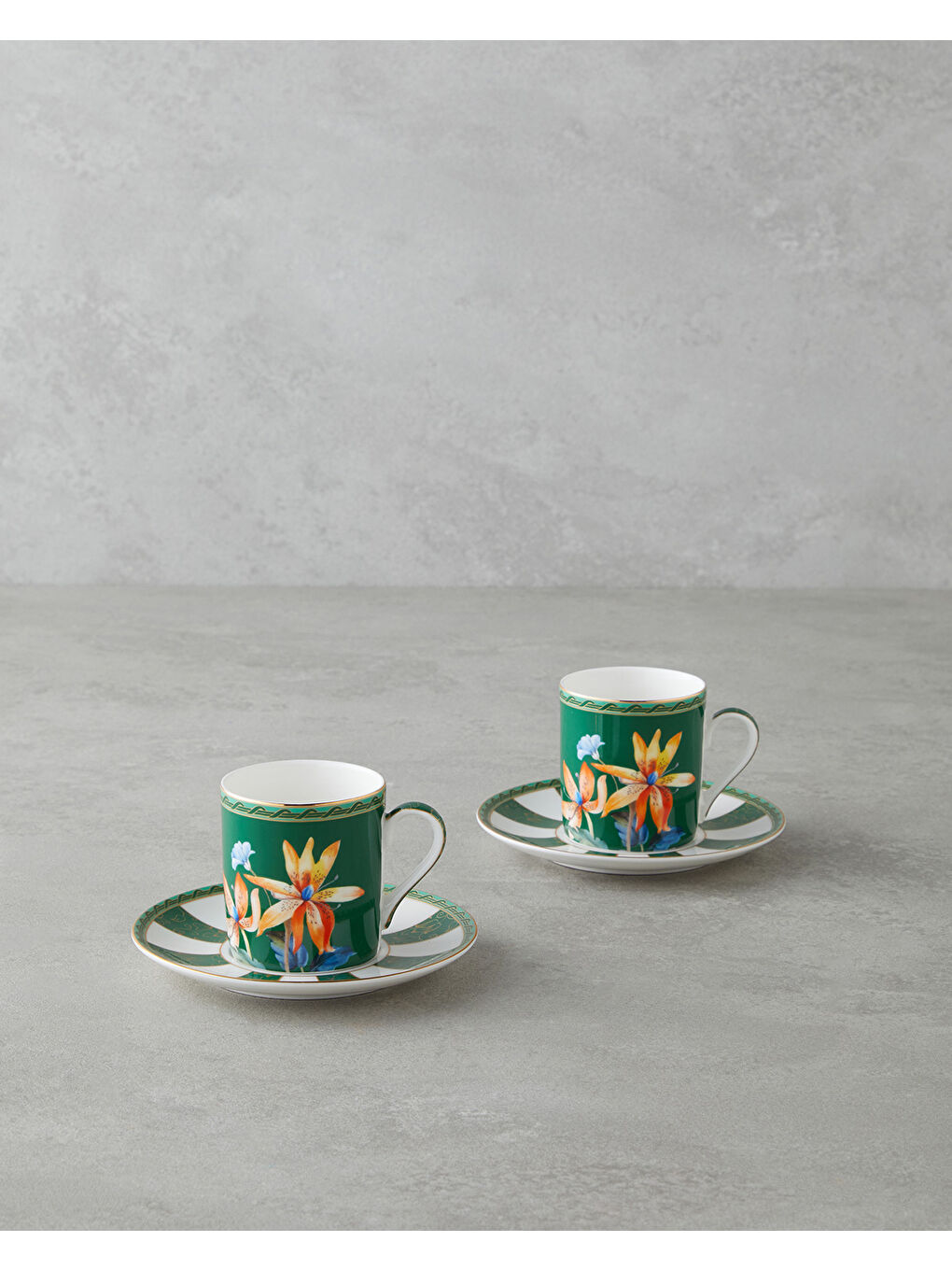 Emberlyn New Bone China 4 Parça 2 Kişilik Kahve Fincan Takımı 90 ml Yeşil