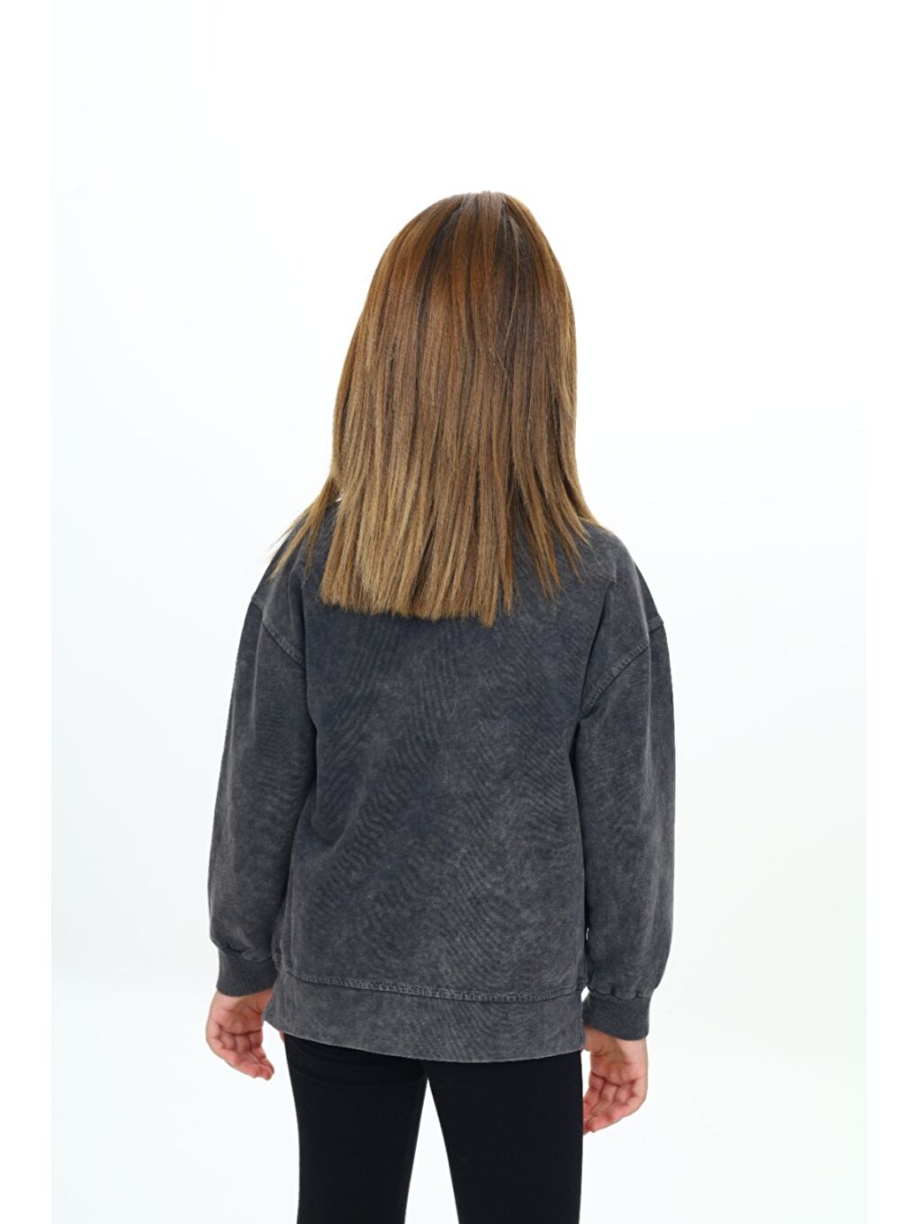 Gri Kız Çocuk Baskılı Sweatshirt-3
