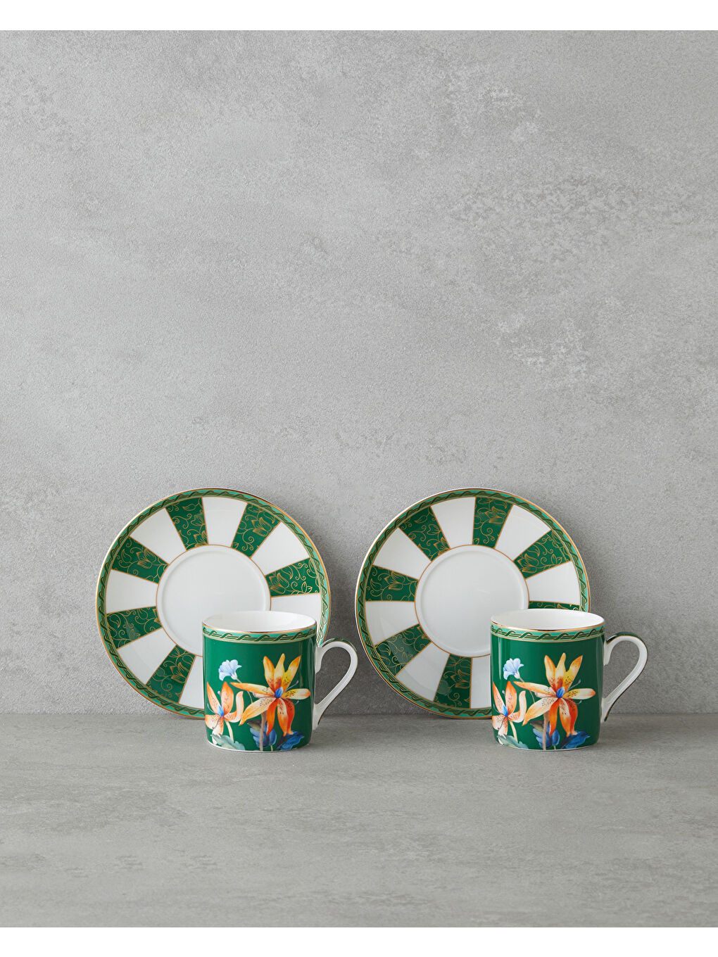 Emberlyn New Bone China 4 Parça 2 Kişilik Kahve Fincan Takımı 90 ml Yeşil-1