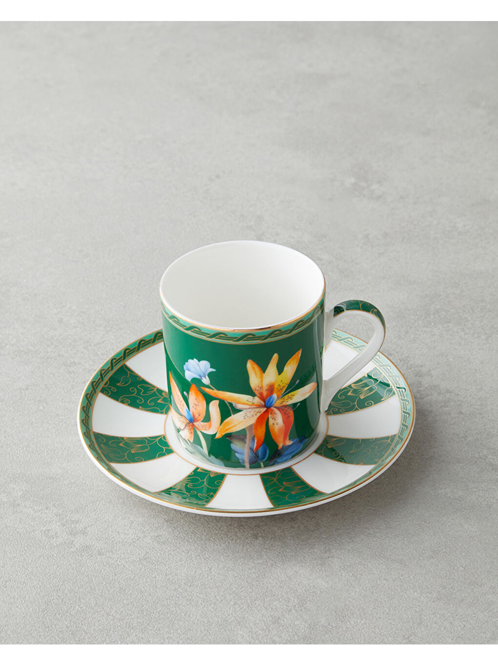 Emberlyn New Bone China 4 Parça 2 Kişilik Kahve Fincan Takımı 90 ml Yeşil-2