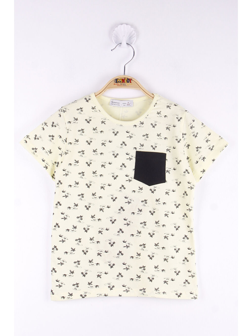 Sarı Erkek Çocuk Palmiye Baskılı Tişört