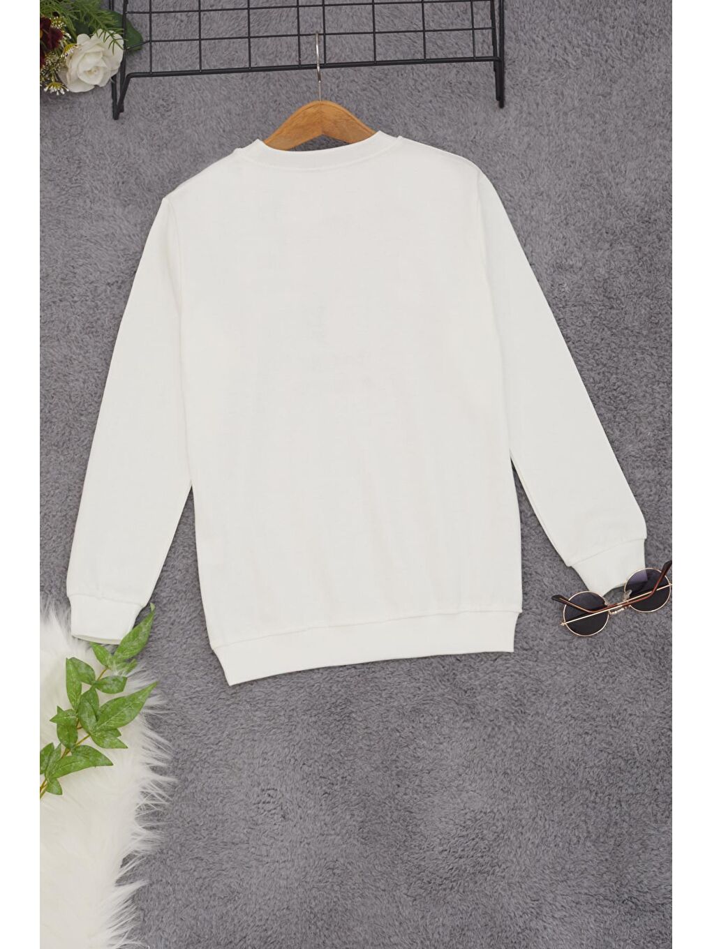 Ekru Papatya Nakışlı Kız Çocuk Kız Çocuk Sweatshirt 17203-3