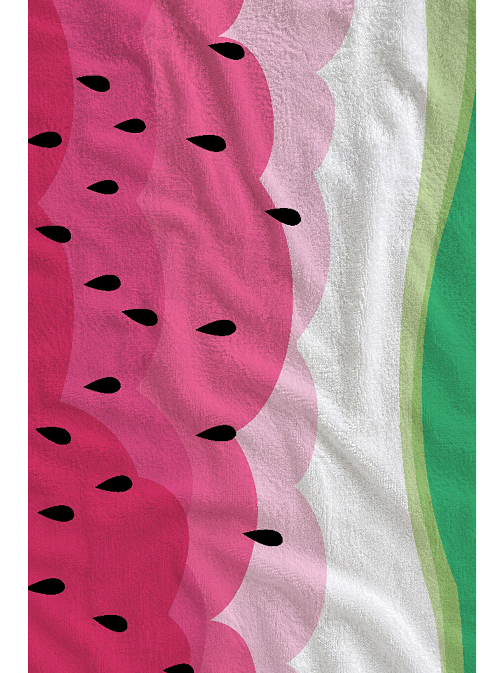 Pembe Yeşil Karpuz Dilimi Renk Bloklu Desenli 70x150 Cm Dijital Baskılı Plaj Ve Banyo Havlusu-1