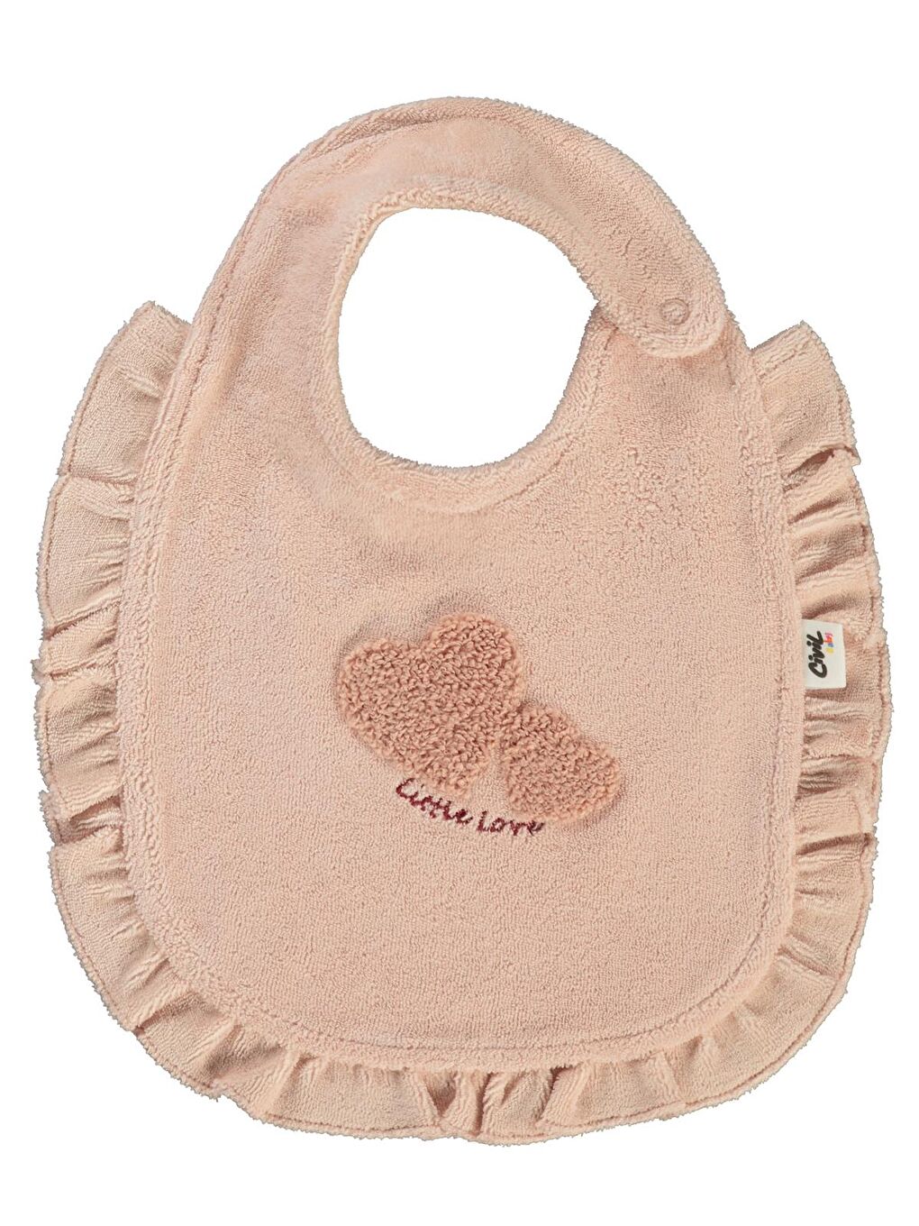 Baby Kalp Jakarlı Mama Önlüğü - Pudra Standart