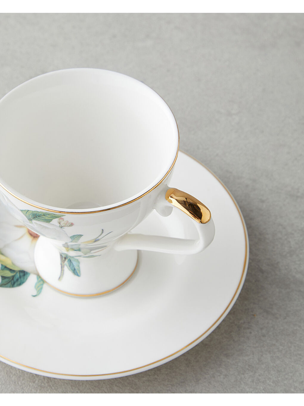 Garden Lovely New Bone China 4 Parça 2 Kişilik Kahve Fincan Takımı 90 ml Yeşil-Beyaz-3