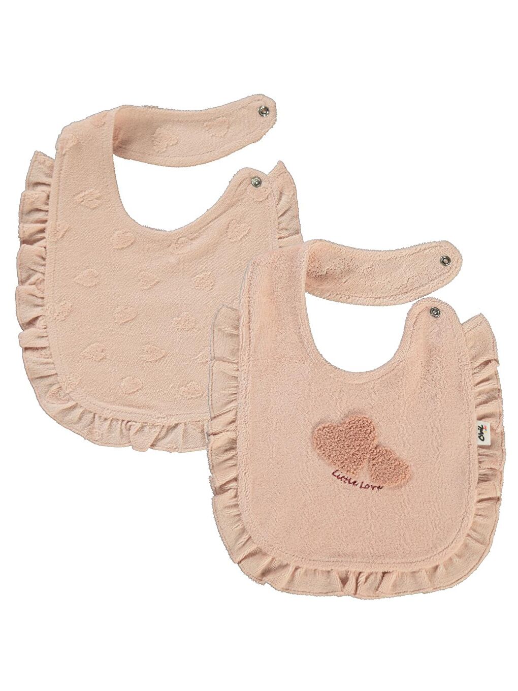 Baby Kalp Jakarlı Mama Önlüğü - Pudra Standart-2