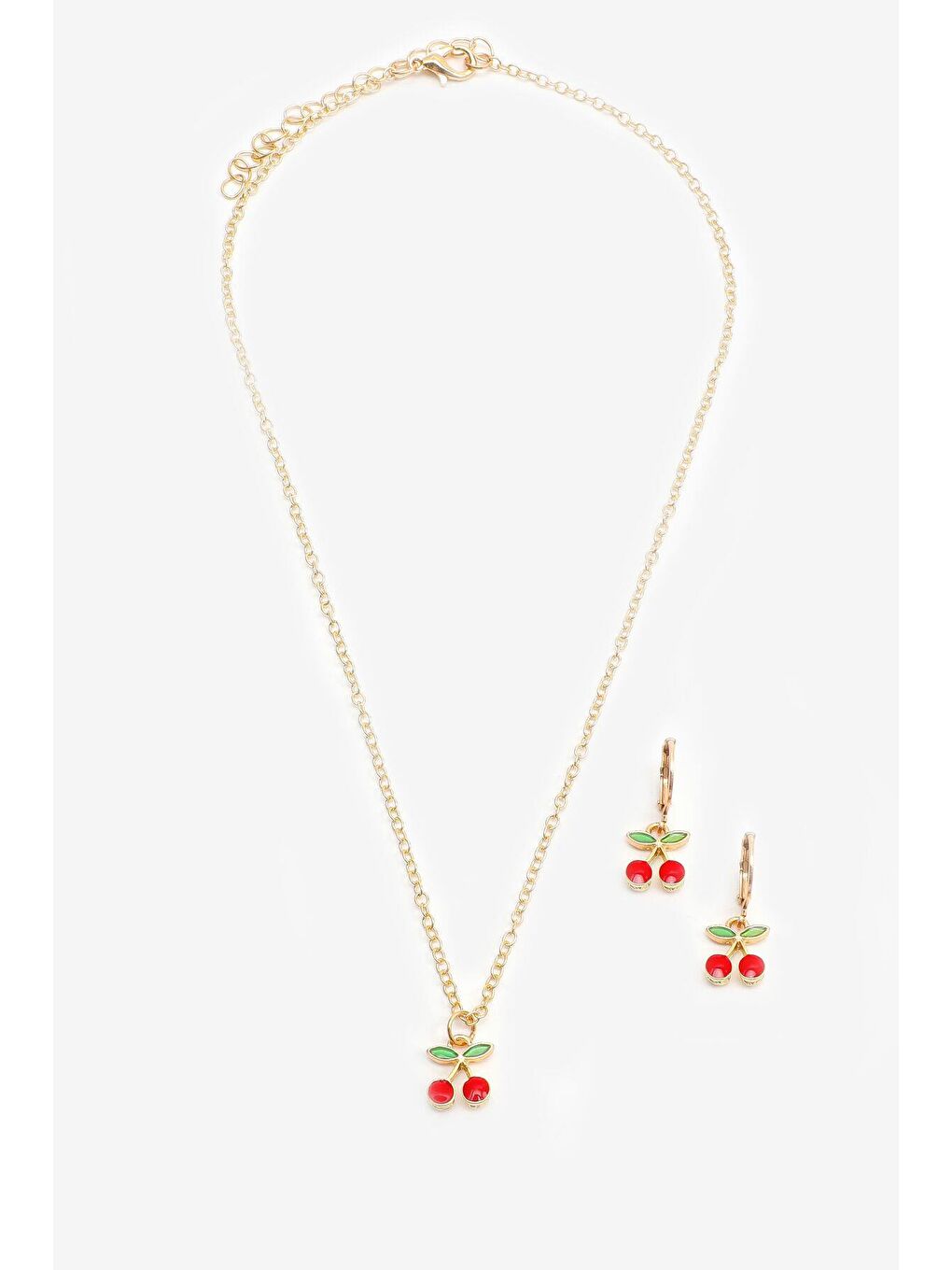 New Obsessions Sari Kiraz Aşkı Kolye Küpe Set Çocuk Takısı