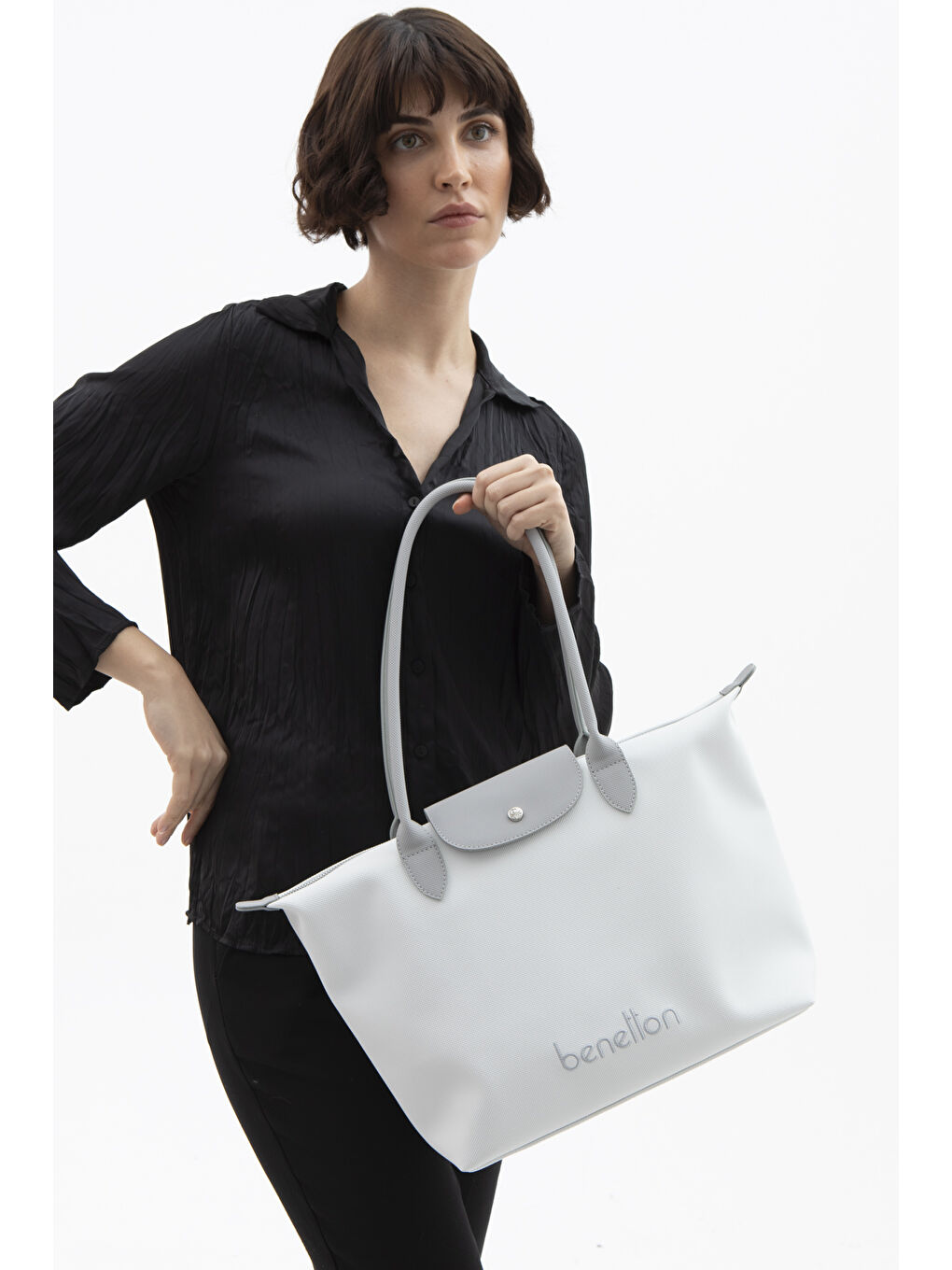 Kadin Kol Çantasi Beyaz-A.gri̇ BNT1611-1