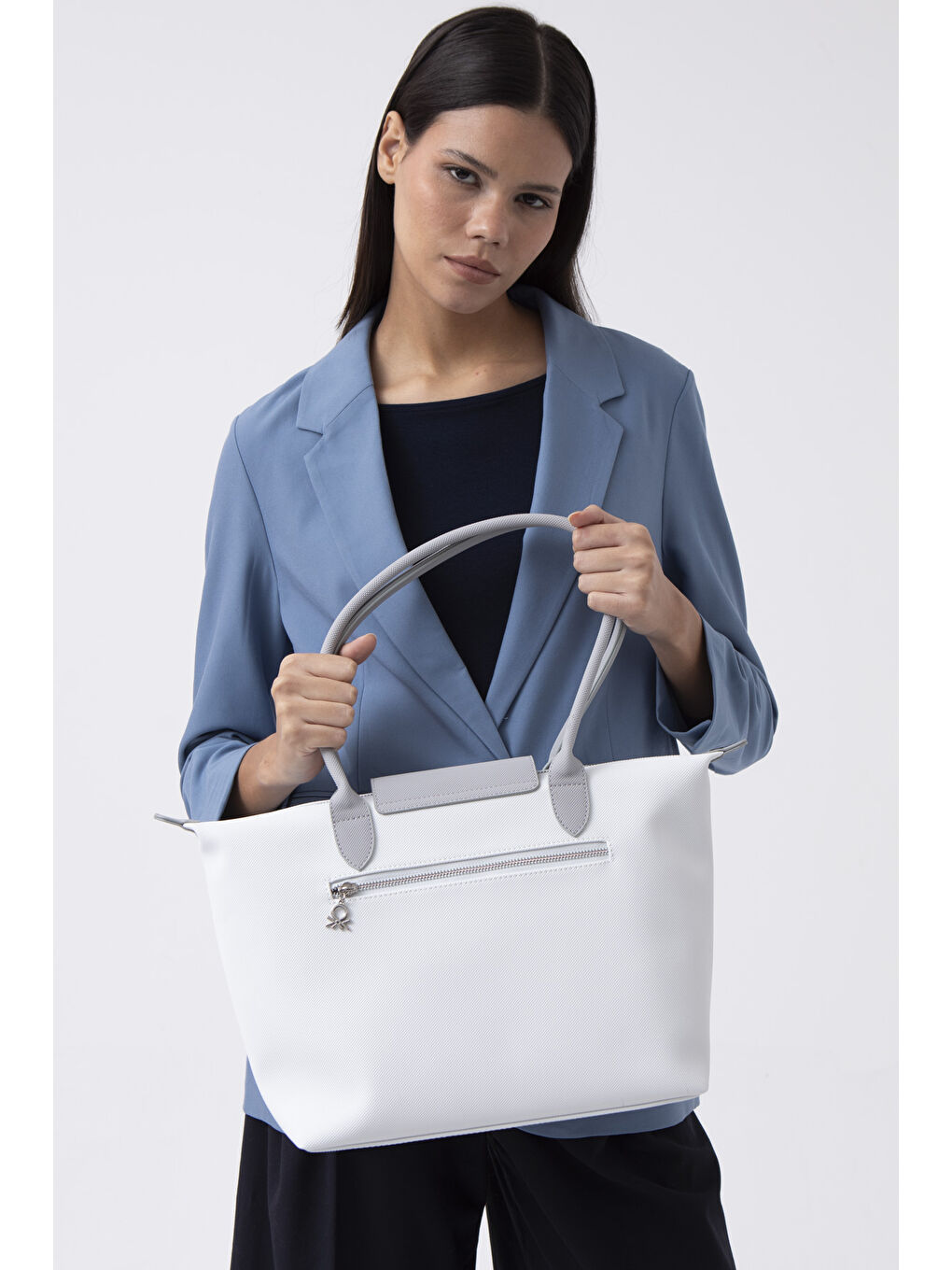 Kadin Kol Çantasi Beyaz-A.gri̇ BNT1611-2