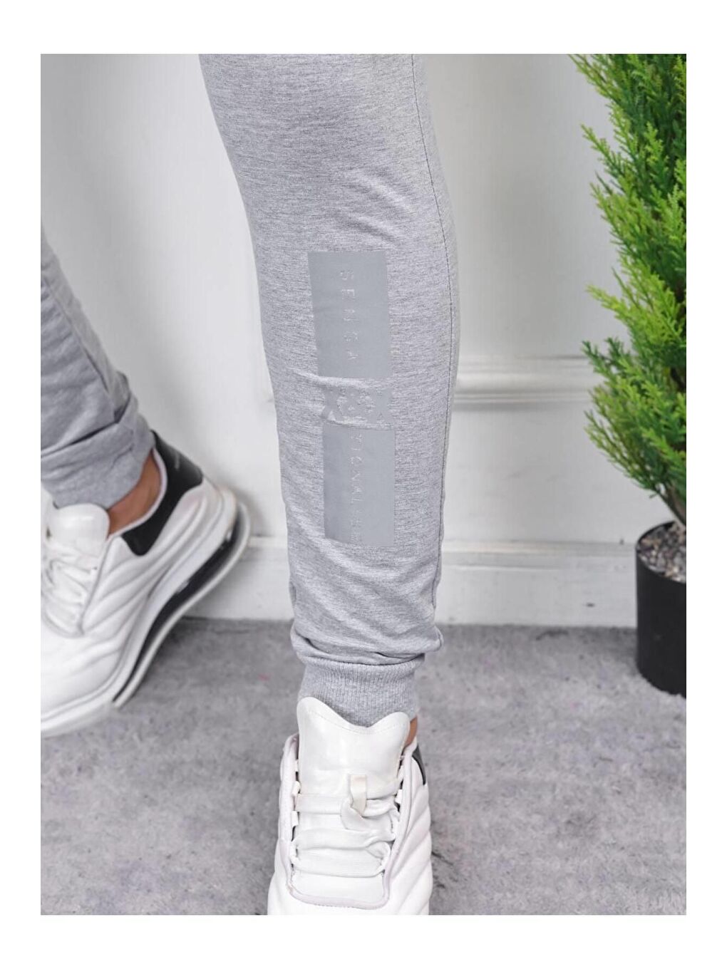 Antrasit Erkek Iki Iplik Compact Kumaş Baskılı Eşofman-1