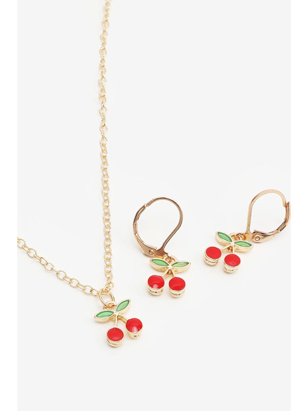 New Obsessions Sari Kiraz Aşkı Kolye Küpe Set Çocuk Takısı - 1