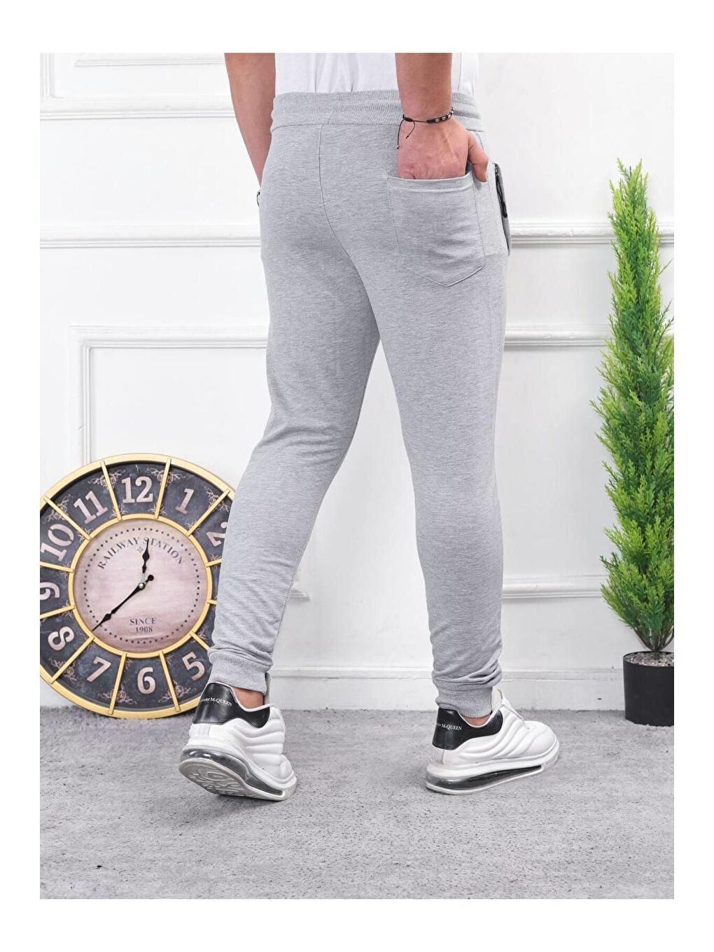 Antrasit Erkek Iki Iplik Compact Kumaş Baskılı Eşofman-2