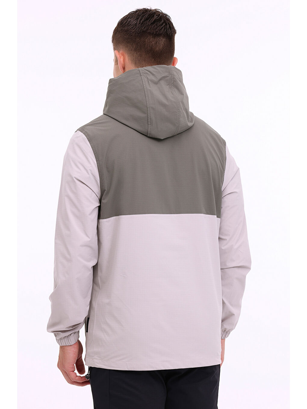 Haki Kapüşonlu Fermuar Detaylı Çıt Çıt Kapamalı Erkek Mevsimlik Mont-1