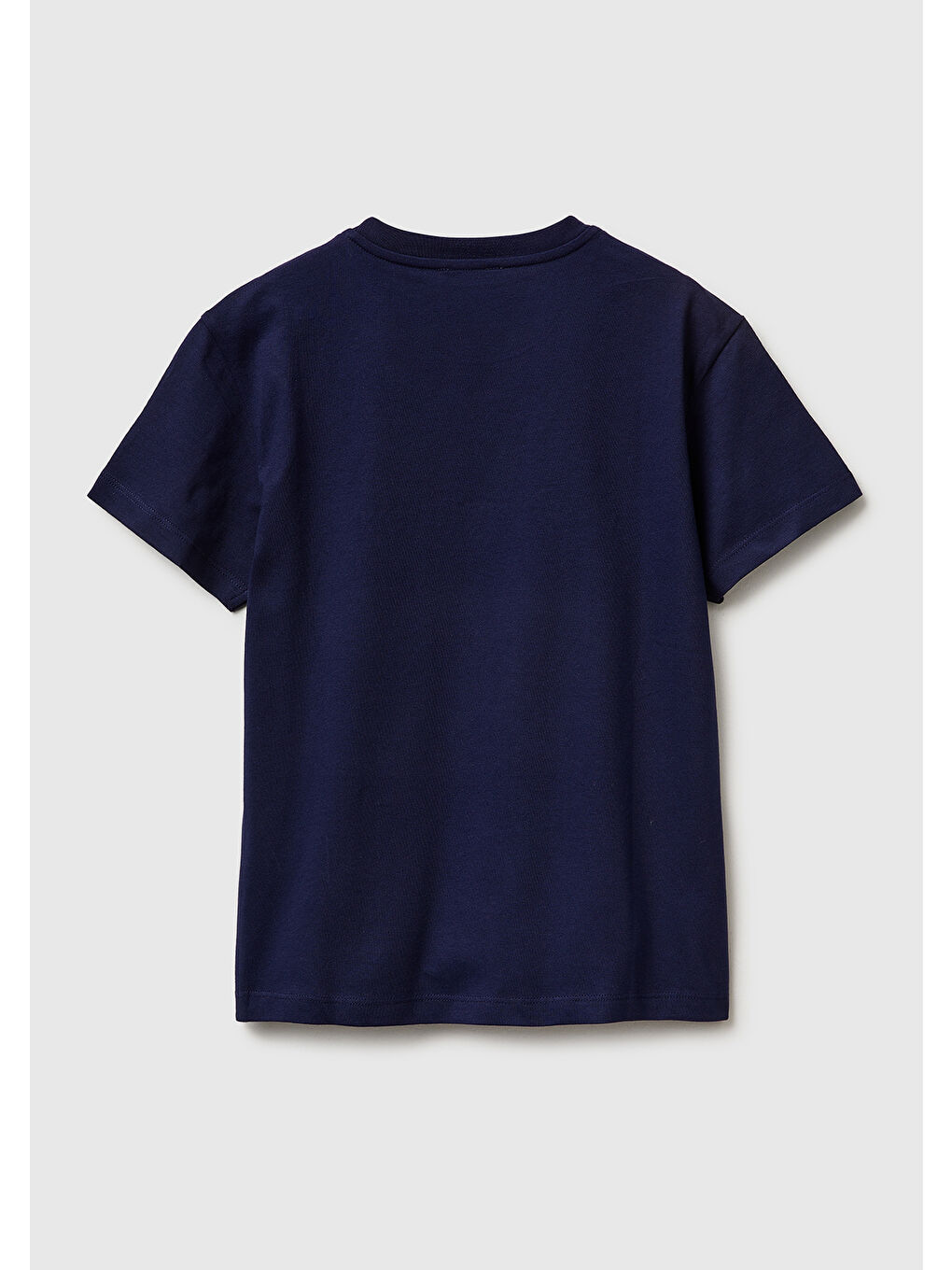 Erkek Çocuk Lacivert Önü Logo Baskılı Bisiklet Yaka T-Shirt-1