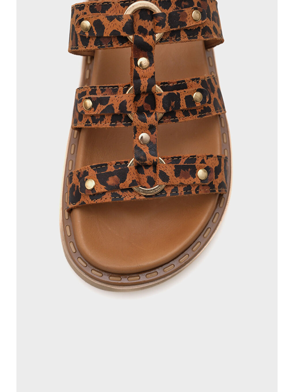 Kahverengi Nisa Aksesuarlı Deri Kadın Terlik-3