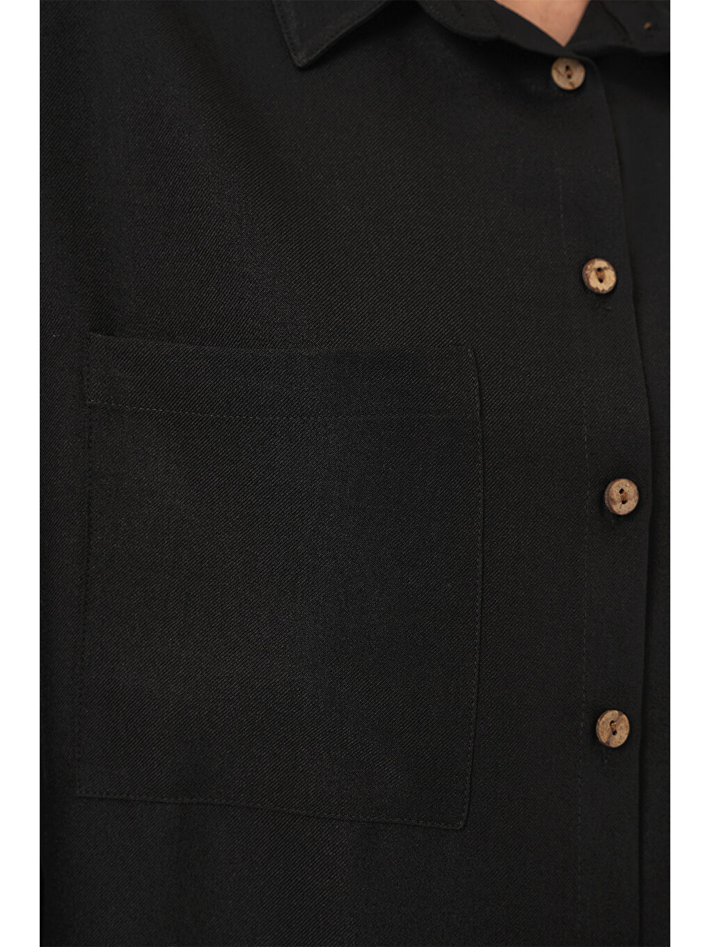20126 Oversize Keten Gömlek - Siyah-4