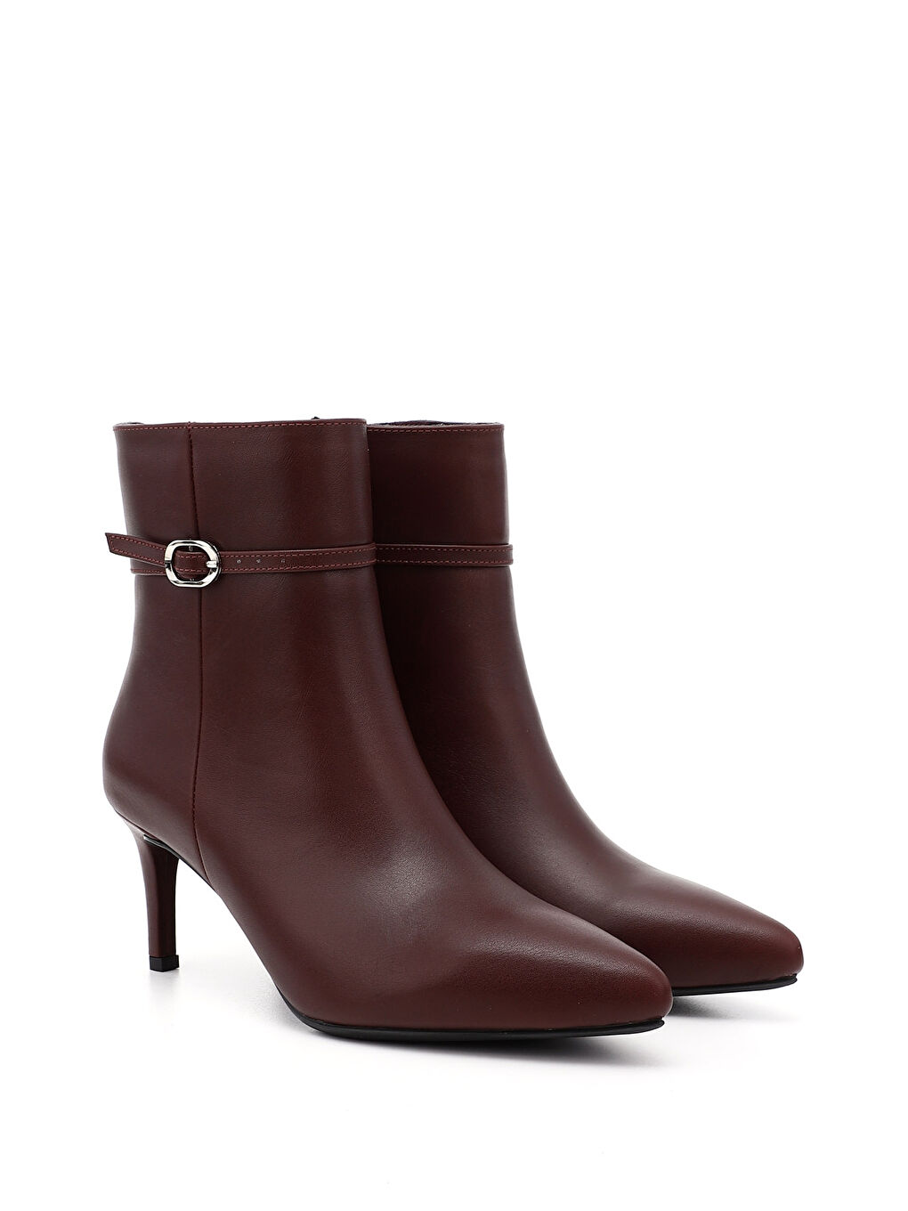 Bordo Kadın AÇIK BORDO Platinum Fermuarlı İnce Topuklu Hakiki Deri Bot-1