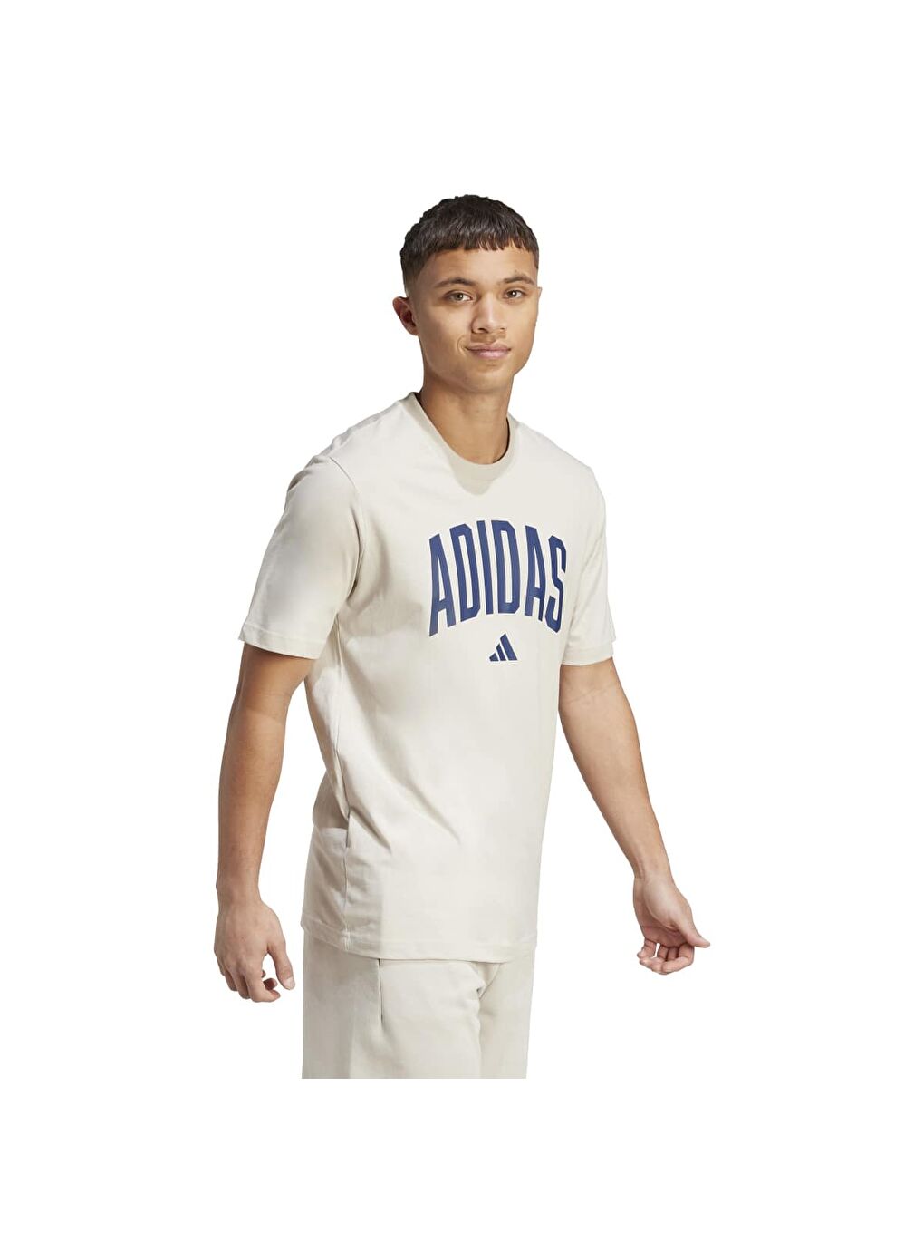 Collegiate Erkek Ekru Bisiklet Yaka Tişört-2