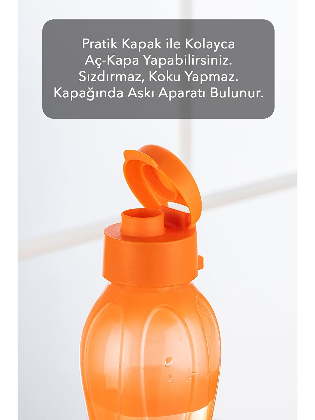 2'li Set Eko Şişe Suluk Pratik Kapak Matara 2x 750 ml Turuncu-2