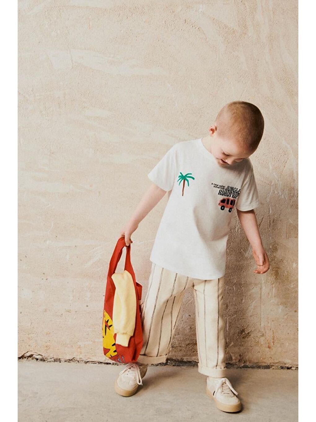 Karışık Jungle Roadtrip Baskılı Erkek Çocuk Tişört Ve Çizgili Pantolon Takım - Rahat Ve Tarz Kombin-3