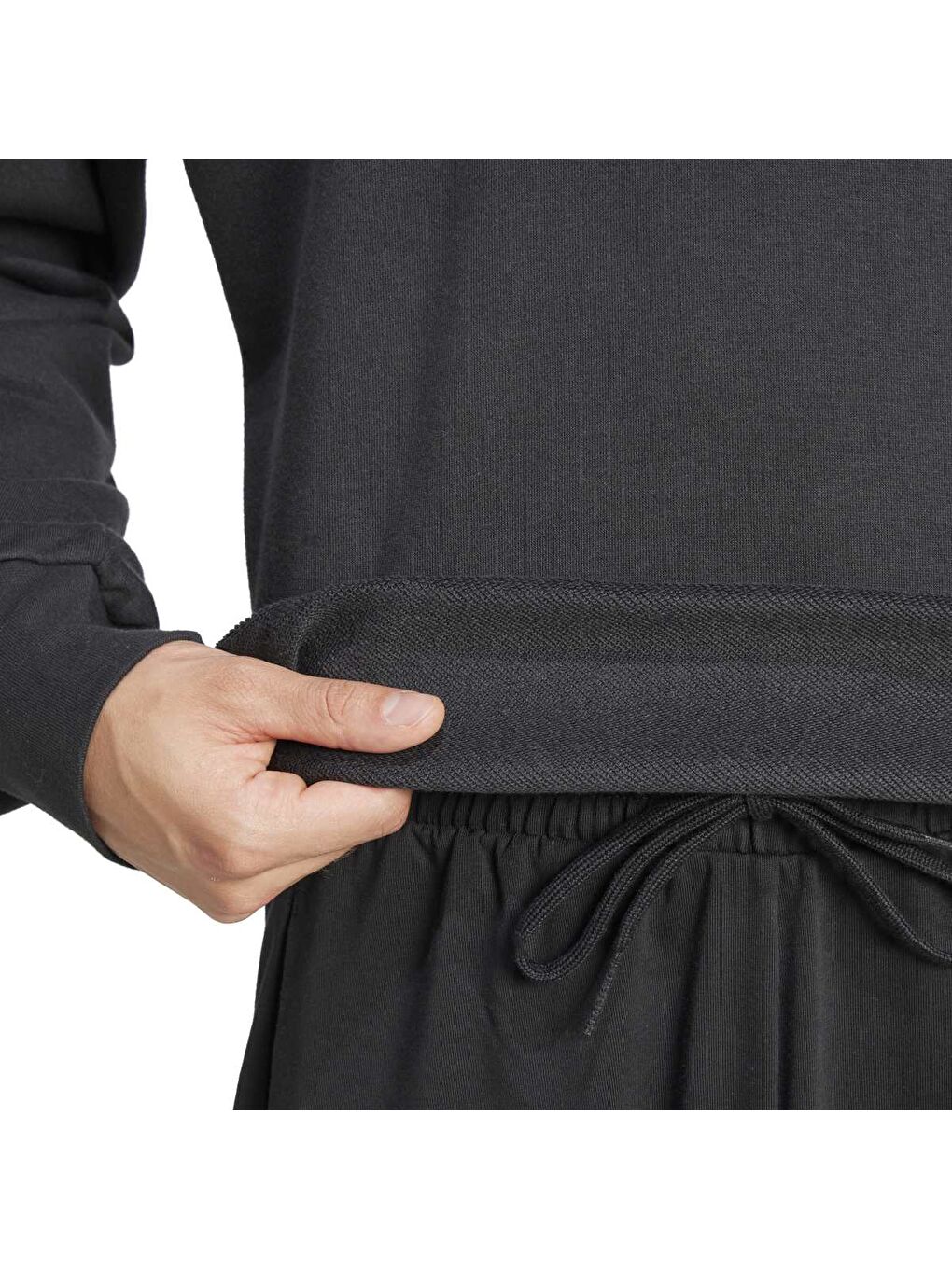 3 Stripes French Terry Erkek Siyah Bisiklet Yaka Sweatshirt-3