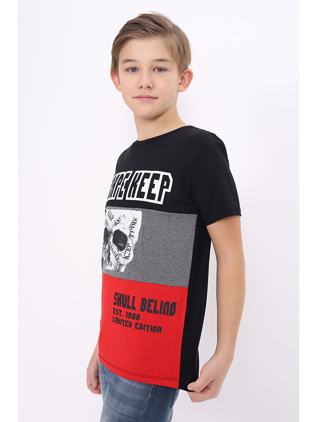 Siyah Erkek Çocuk Escape Baskılı Garnili Tişört-2