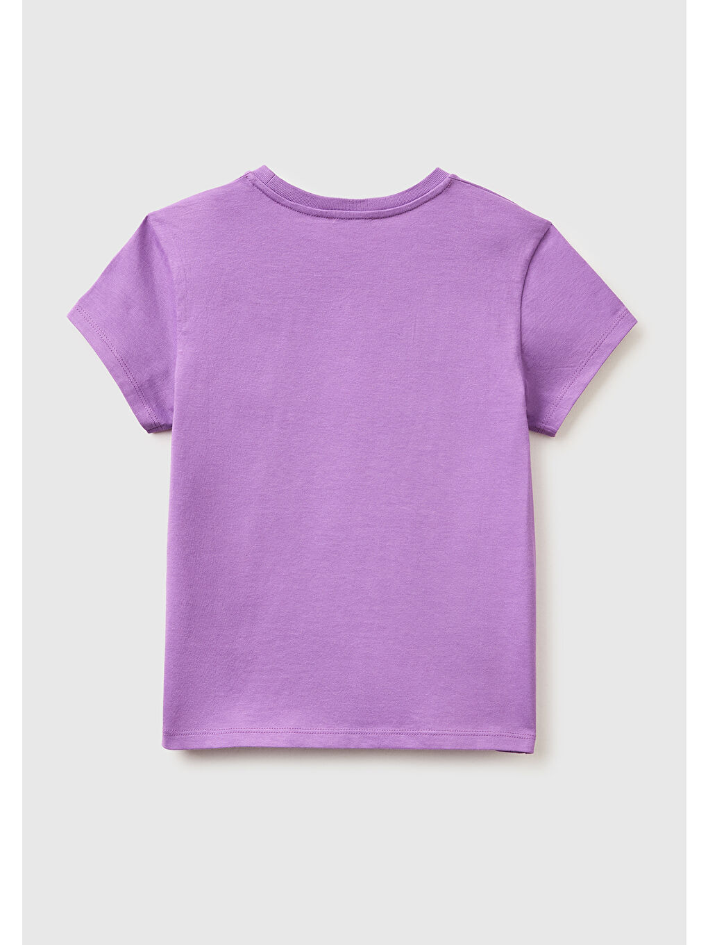 Kız Çocuk Mor Simli Logolu Bisiklet Yaka T-Shirt-1