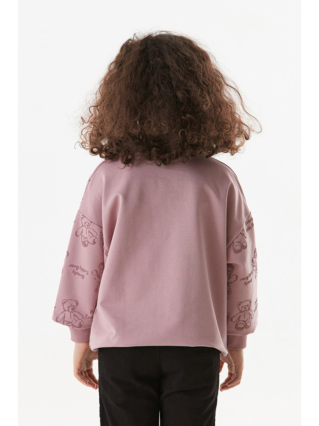 Pembe Ayıcık Baskılı Kız Çocuk Sweatshirt-2