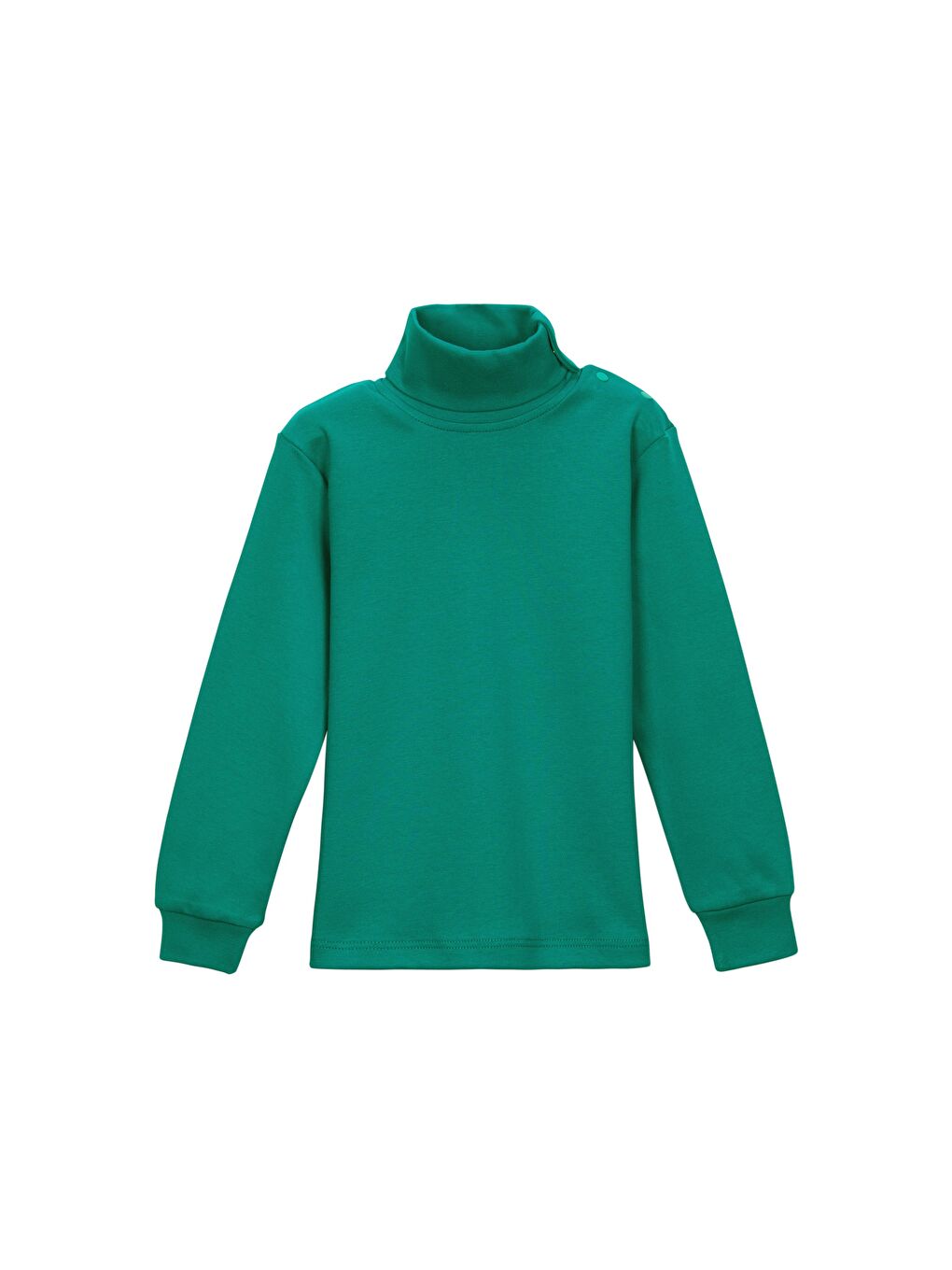 Koyu Yeşil Kız Çocuk Tam Balıkçı Uzun Kol Çıtçıtlı Tişört