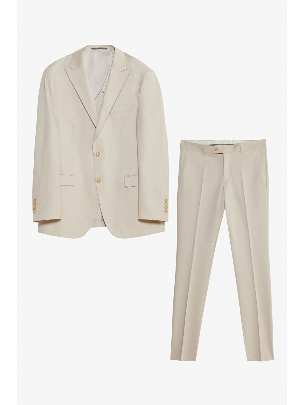 Erkek Bej Slim Fit Dar Kesim Kırlangıç Yaka Kapak Cepli Esnek Takım Elbise-7