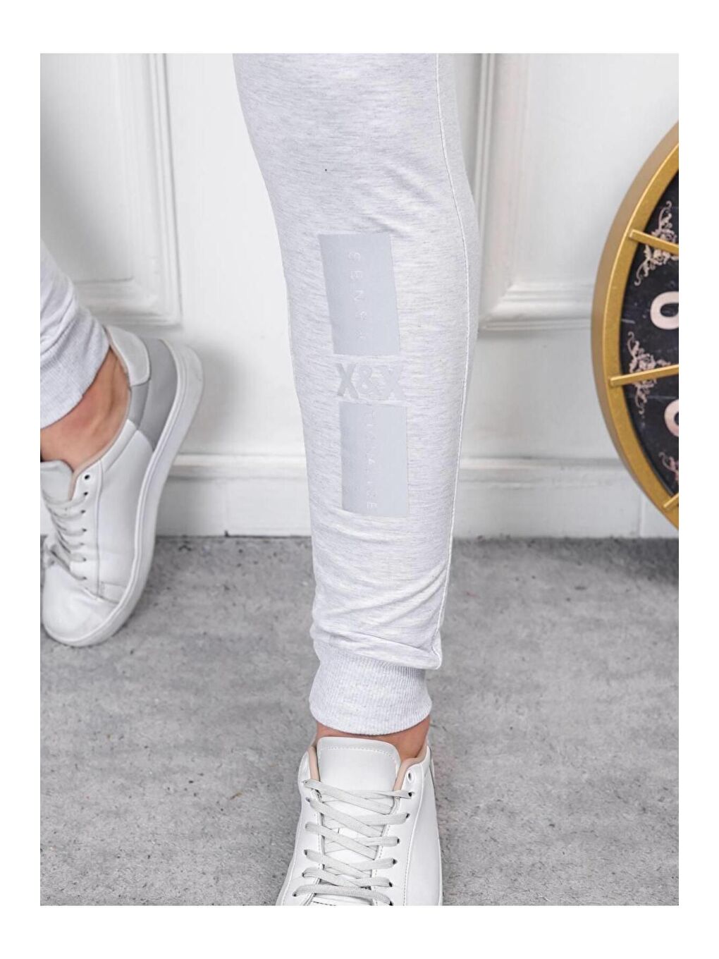 Gri Erkek Iki Iplik Compact Kumaş Baskılı Eşofman-1