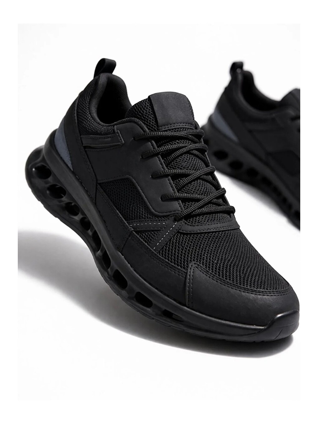 Siyah Erkek Beyaz Street Style Sneaker Hafif Esnek Taban Günlük Kullanım Spor Yürüyüş Ayakkabısı-5
