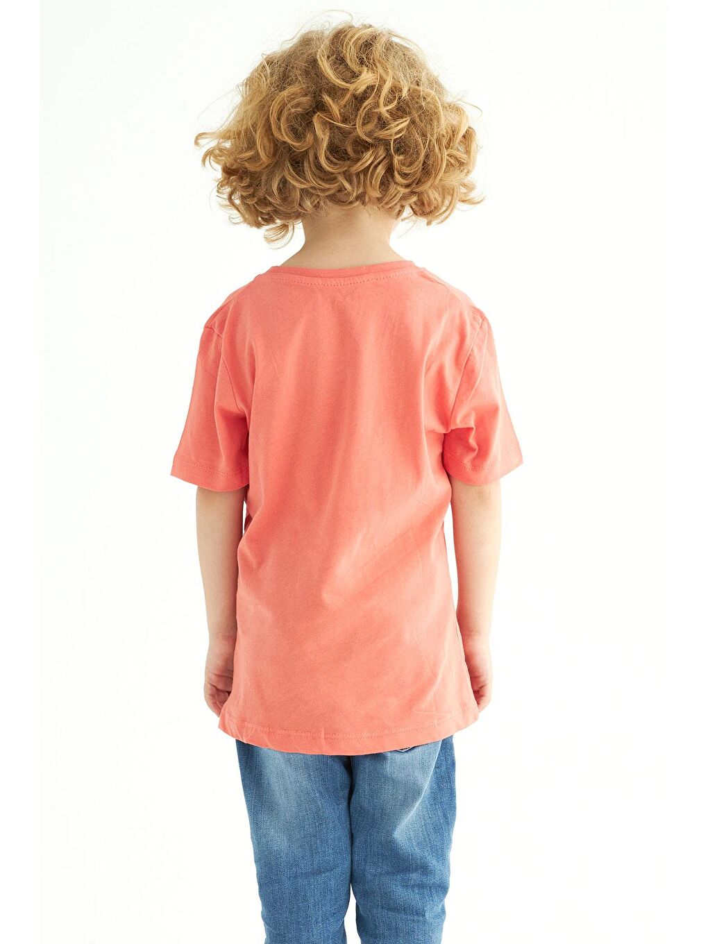 Kahverengi Bisiklet Yaka Kısa Kollu Futboll Baskılı Erkek Çocuk Tişört-4