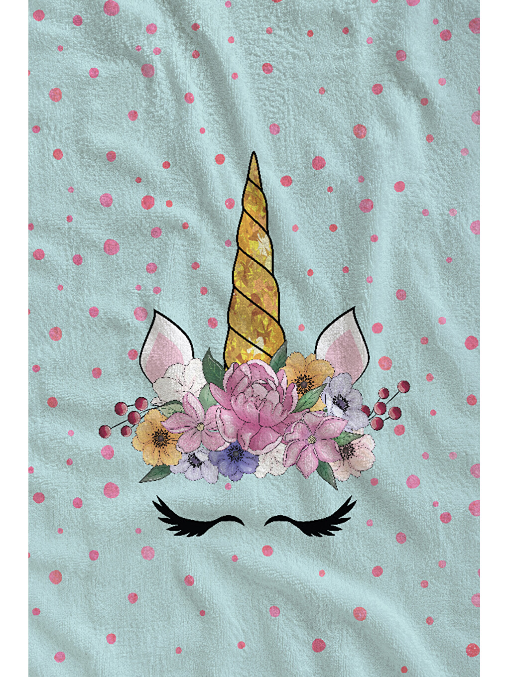 Mint Yeşili Sevimli Desenli 70x150 Cm Dijital Baskılı Plaj Ve Banyo Havlusu-1