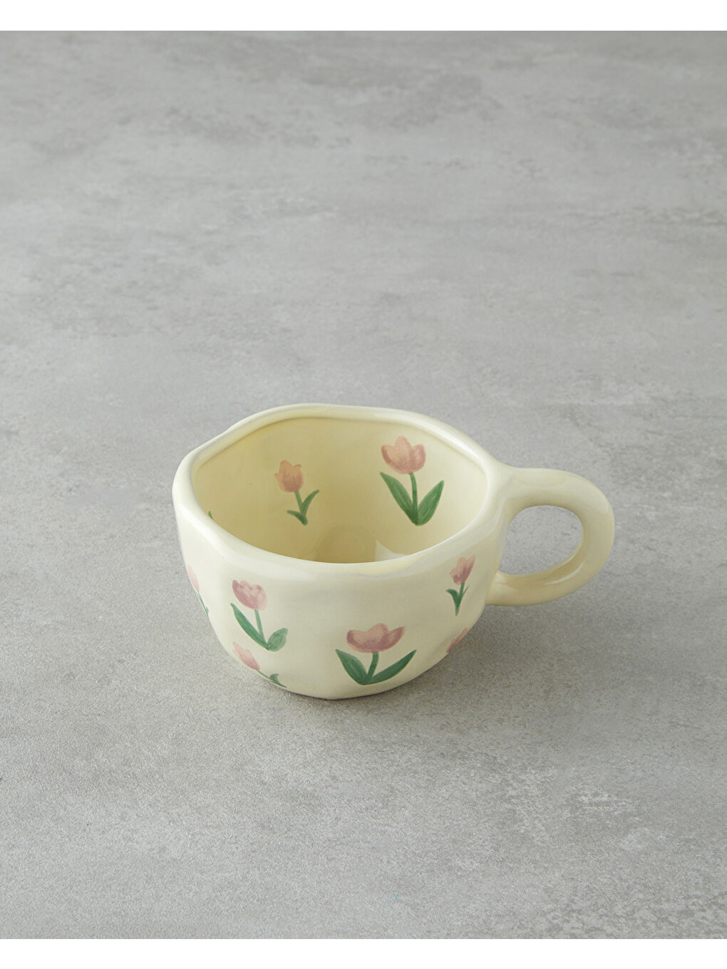 Floral Pinky Stoneware Kupa 300 ml Pembe - Yeşil-1