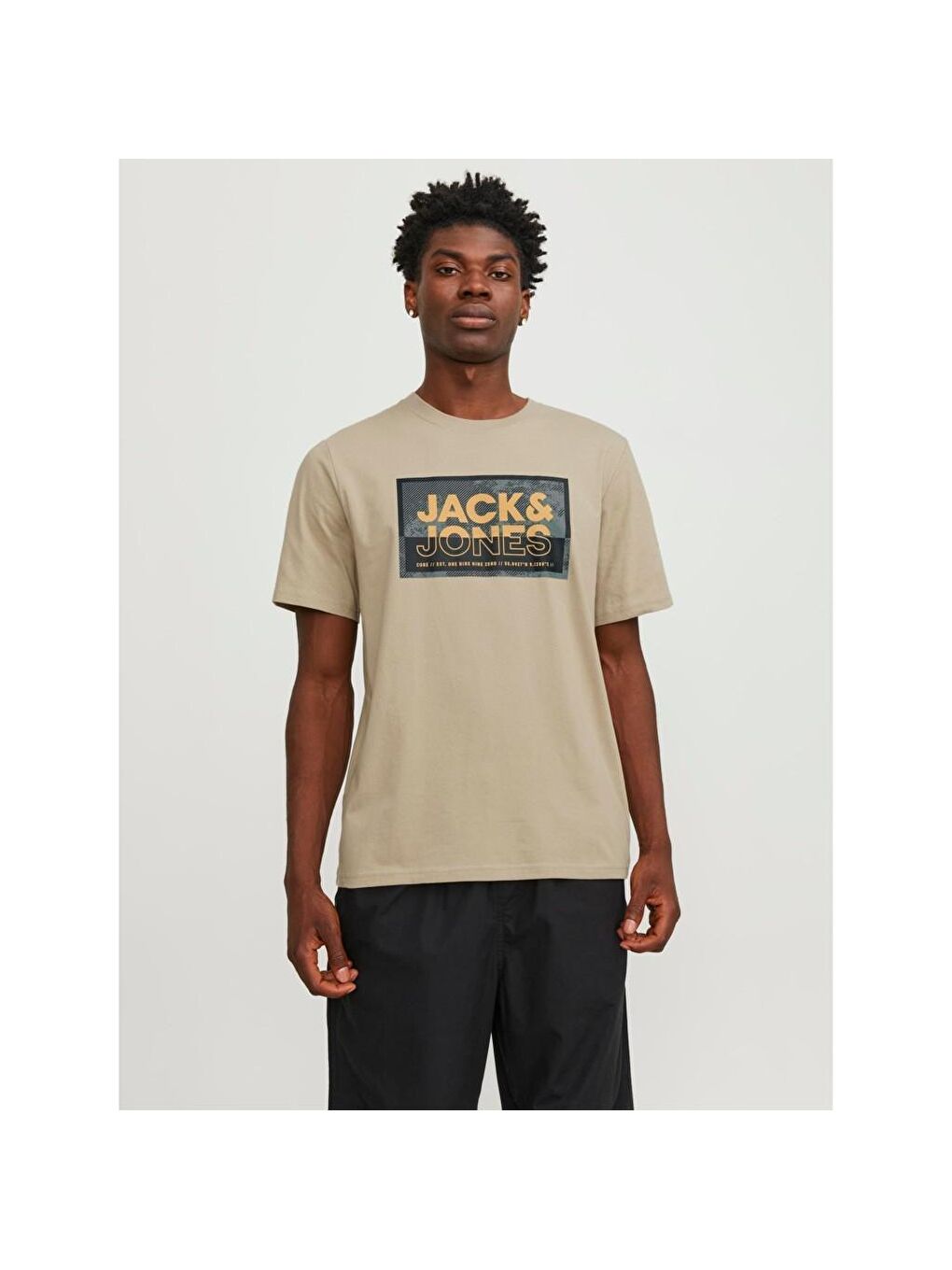 Jack & Jones Logan Erkek Bej Bisiklet Yaka Tişört - 1