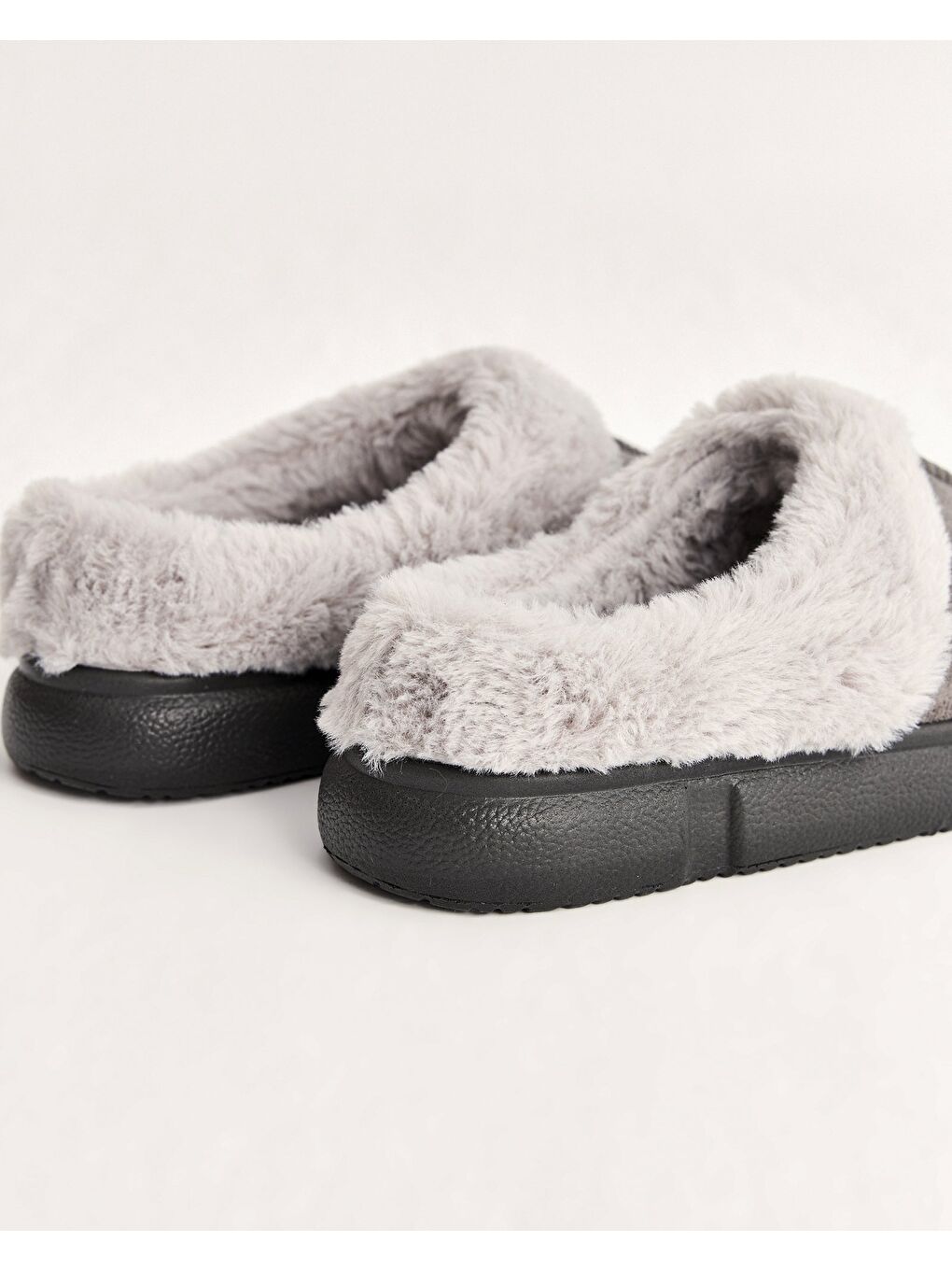 Antrasit Kadın Kürklü Kışlık Ev İçi Ayakkabı - FUZZY-A-2
