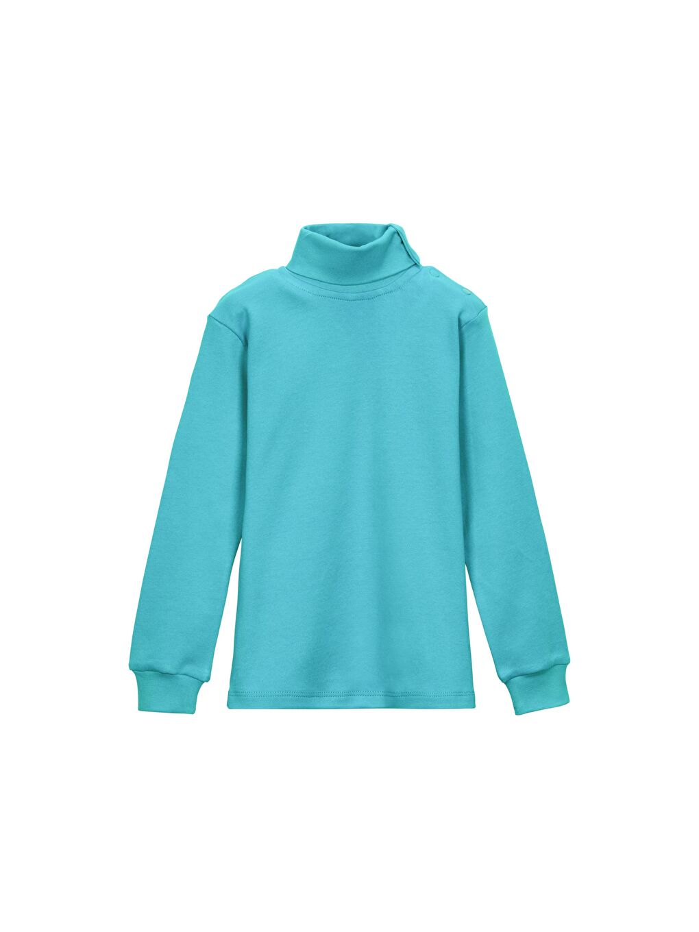 Açık Turkuaz Kız Çocuk Tam Balıkçı Uzun Kol Çıtçıtlı Tişört