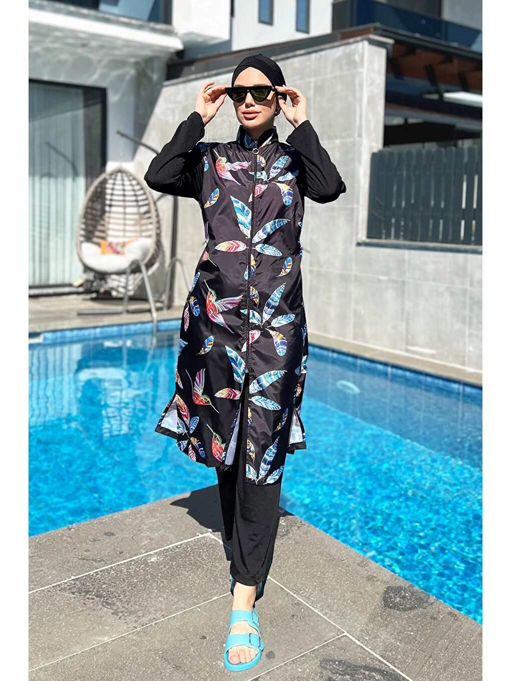 Siyah Tam Kapalı Mayo  Mayo R4405 Yonca-1