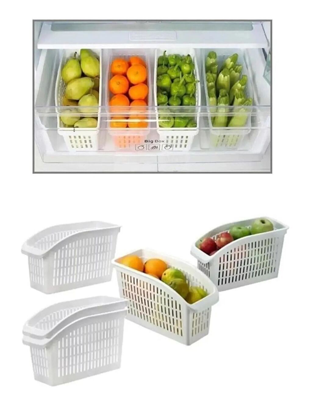 Beyaz 5'li Buzdolabı İçi Düzenleyici Sebze Meyve Çok Amaçlı Dolap İçi Organizer-1