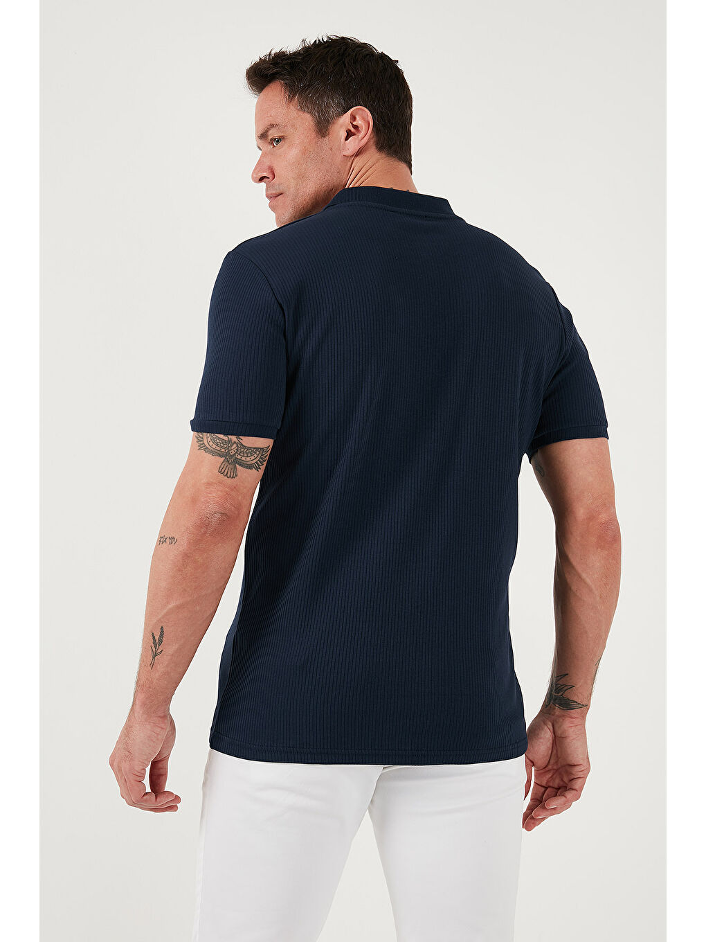 Beyaz Pamuklu Regular Fit Yarım Fermuarlı 3'lü Paket Polo Yaka %100 Pamuk Tişört 5902738S3-5