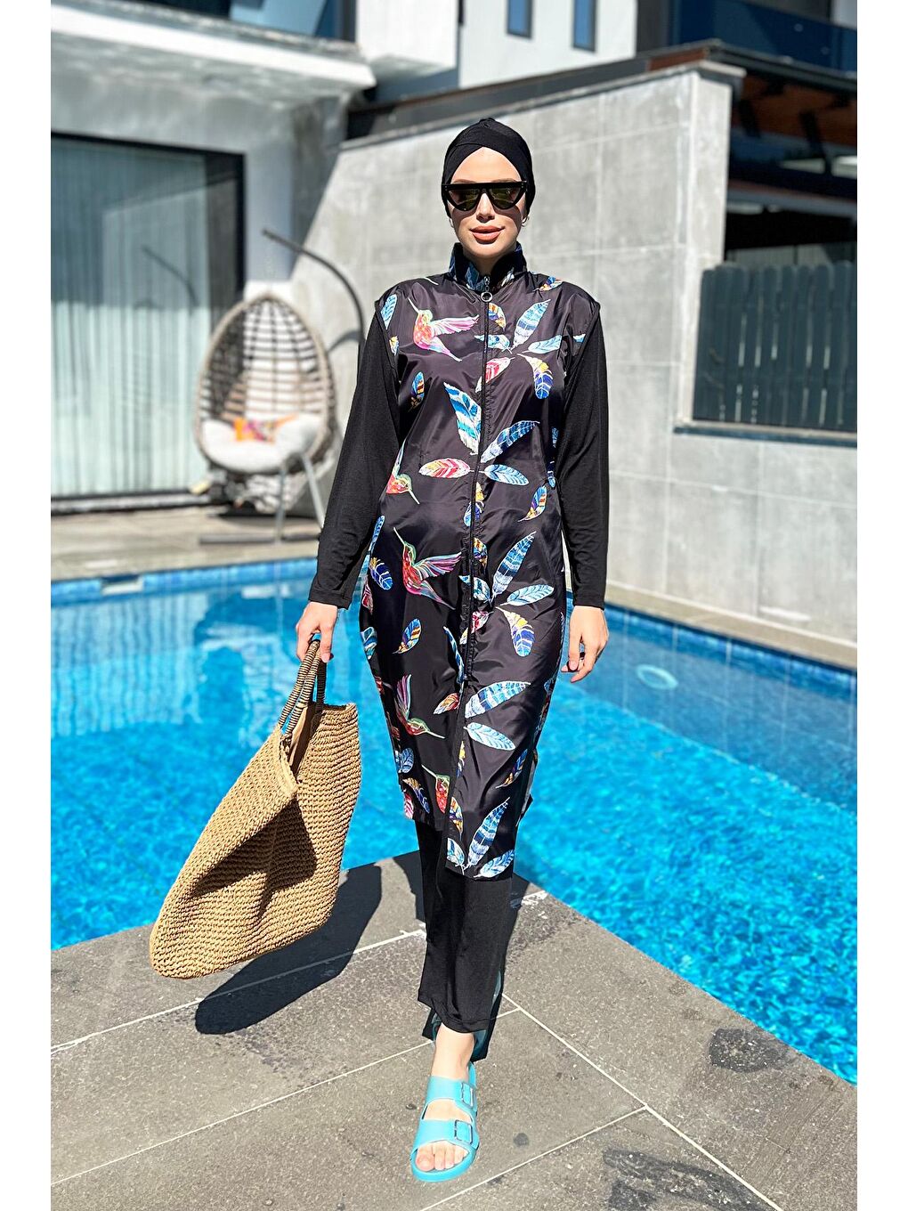 Siyah Tam Kapalı Mayo  Mayo R4405 Yonca-2