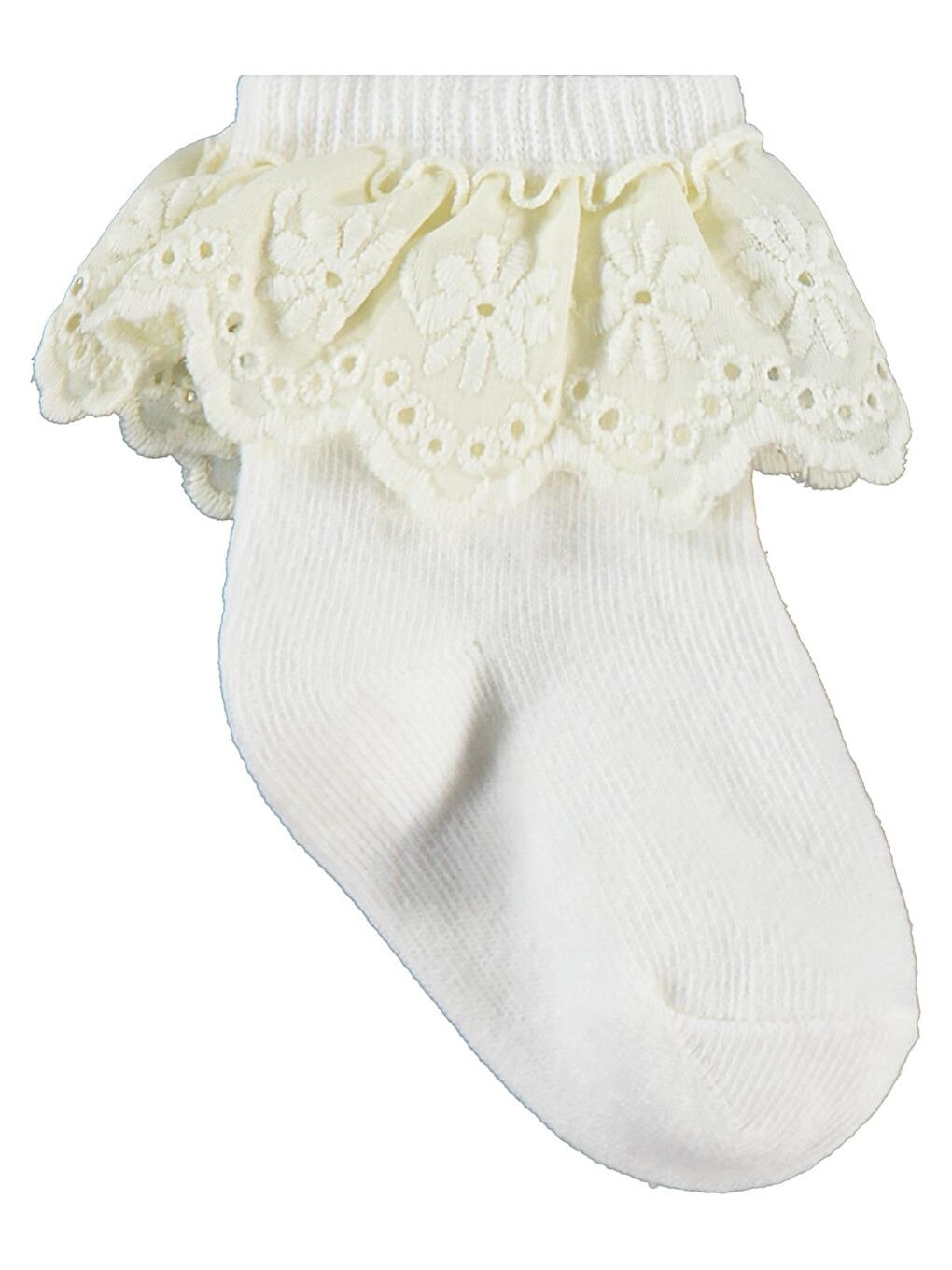 Beyaz Baby Çift Dantel Aksesuarlı 2'li 6- Bebek Kız Çorap Set - Standart-3