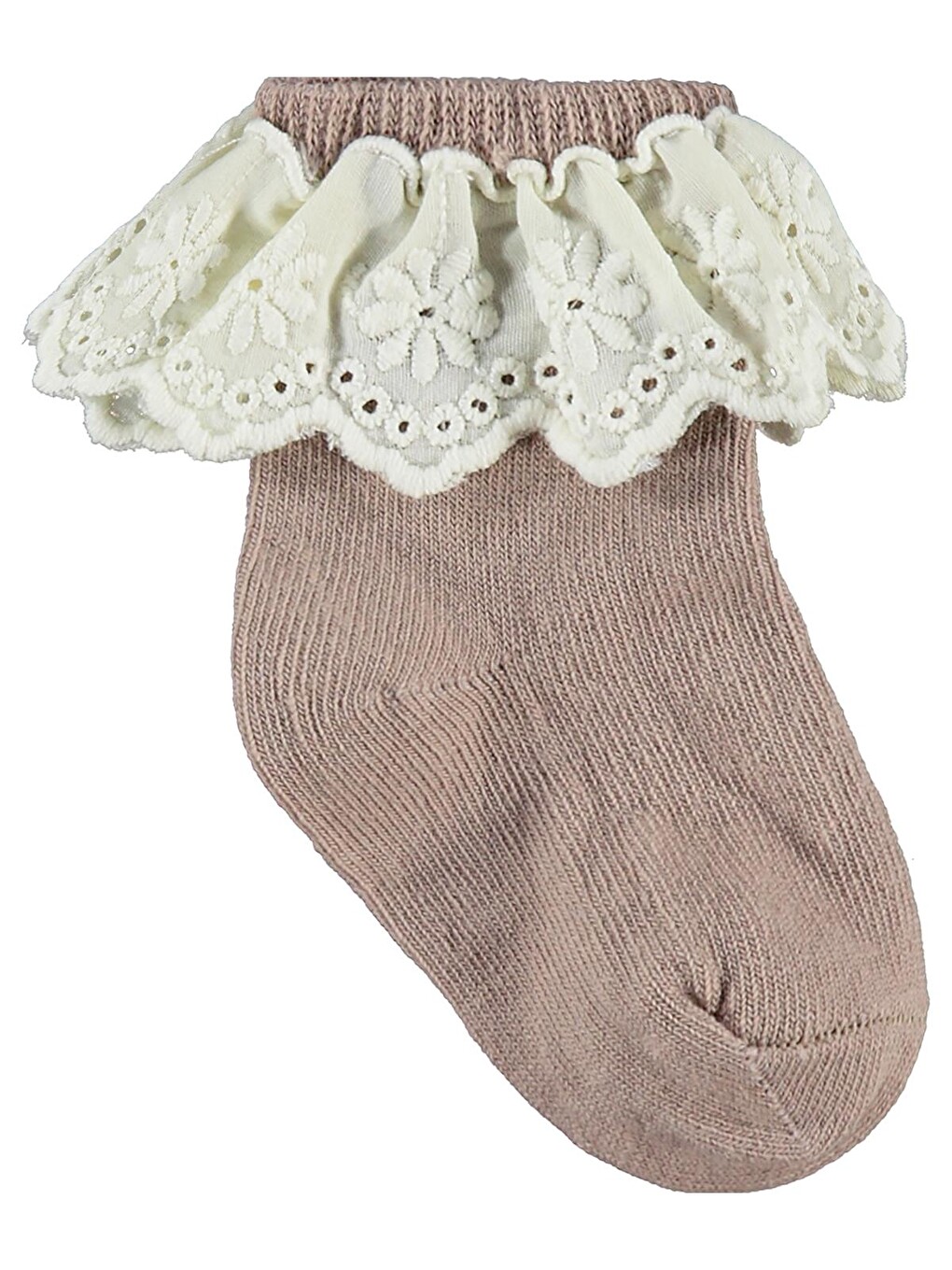 Beyaz Baby Çift Dantel Aksesuarlı 2'li 6- Bebek Kız Çorap Set - Standart-4